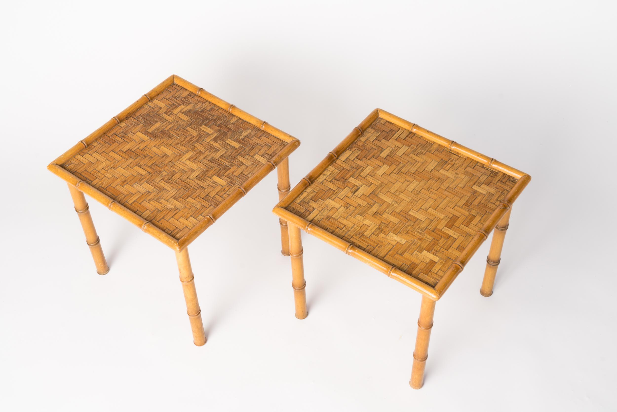 Pair of Faux Bamboo Gueridons, France, 1960's For Sale 2