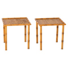 Pair of Faux Bamboo Gueridons, France, 1960's