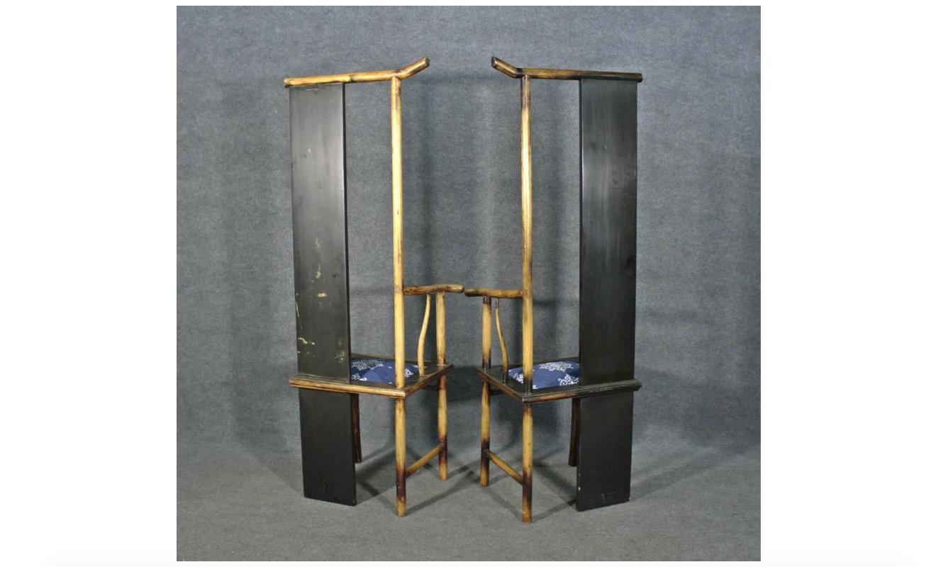 20th Century Pair of Faux Bamboo Hall Rack Chairs For Sale