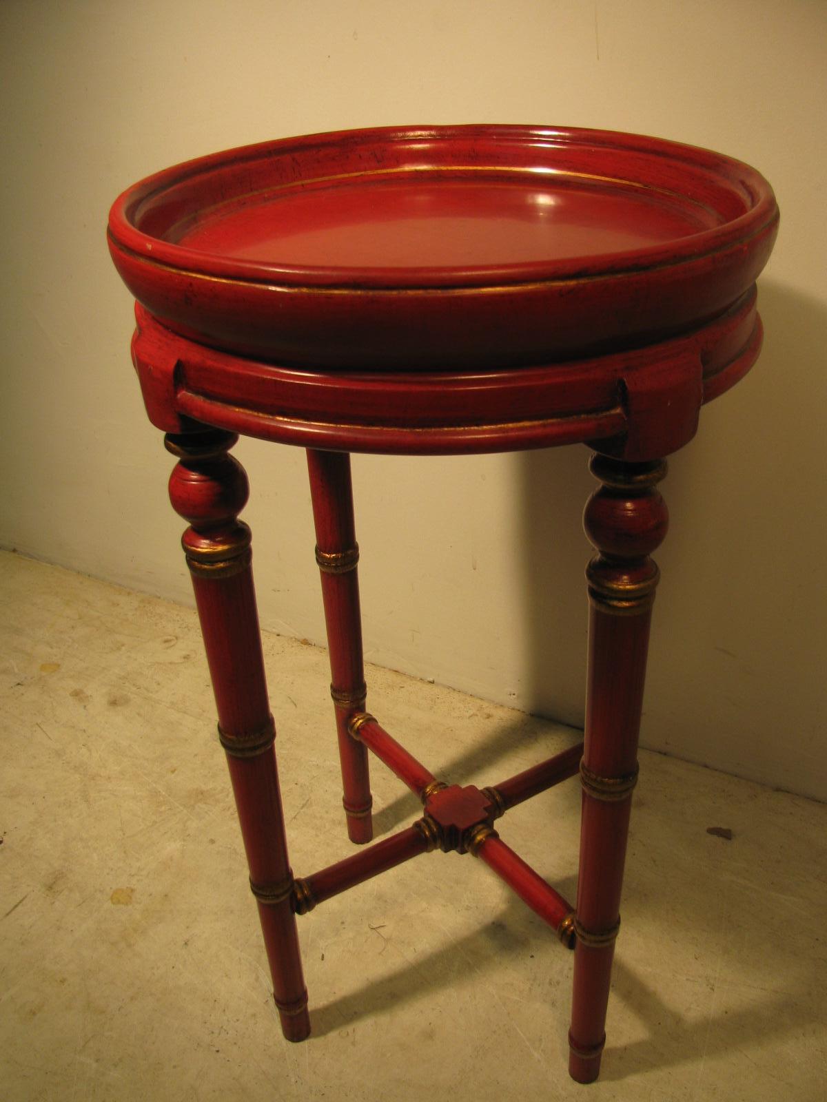 Neoclassical Pair of Faux Bamboo Hand Painted Side Tables