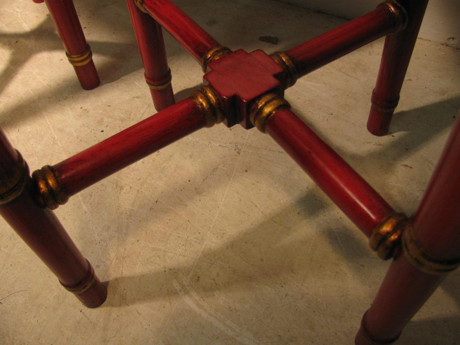 Mid-20th Century Pair of Faux Bamboo Hand Painted Side Tables