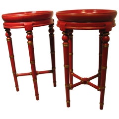 Pair of Faux Bamboo Hand Painted Side Tables
