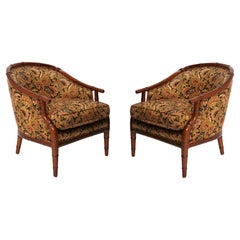 Pair of Faux Bamboo Lounge Chairs, Reupholstered in Your Fabric
