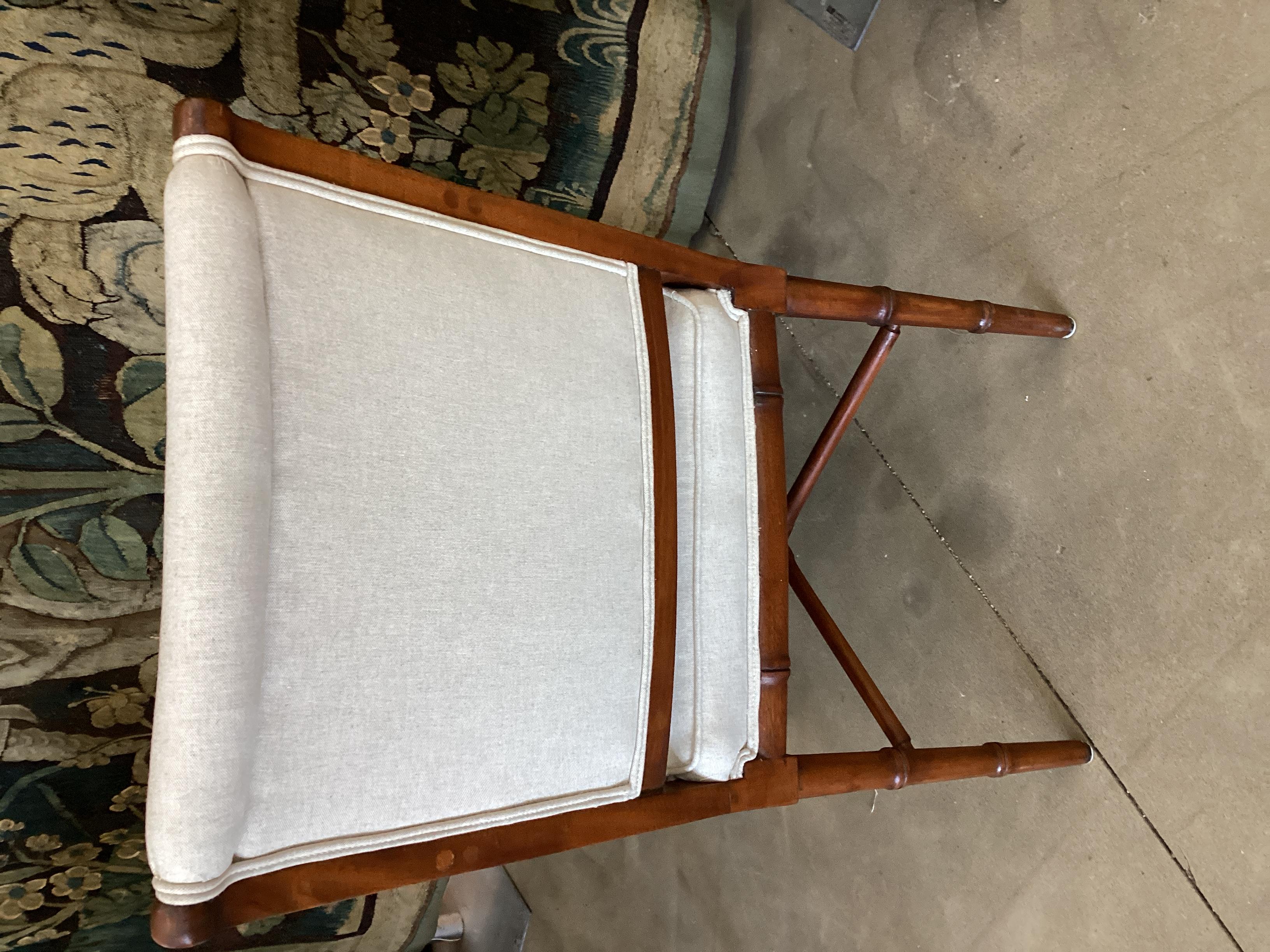 Pair of Faux Bamboo Mahogany Armchairs  For Sale 4