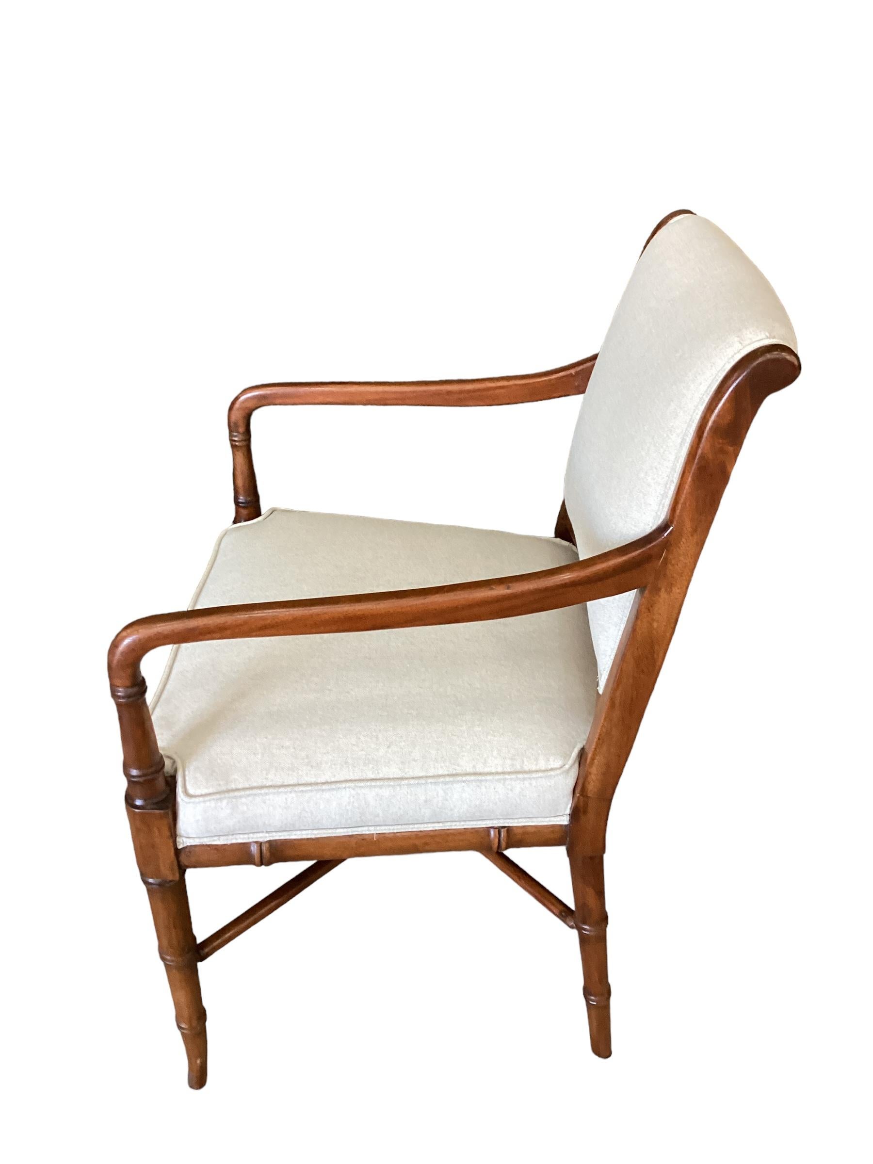Pair of Faux Bamboo Mahogany Armchairs  For Sale 1