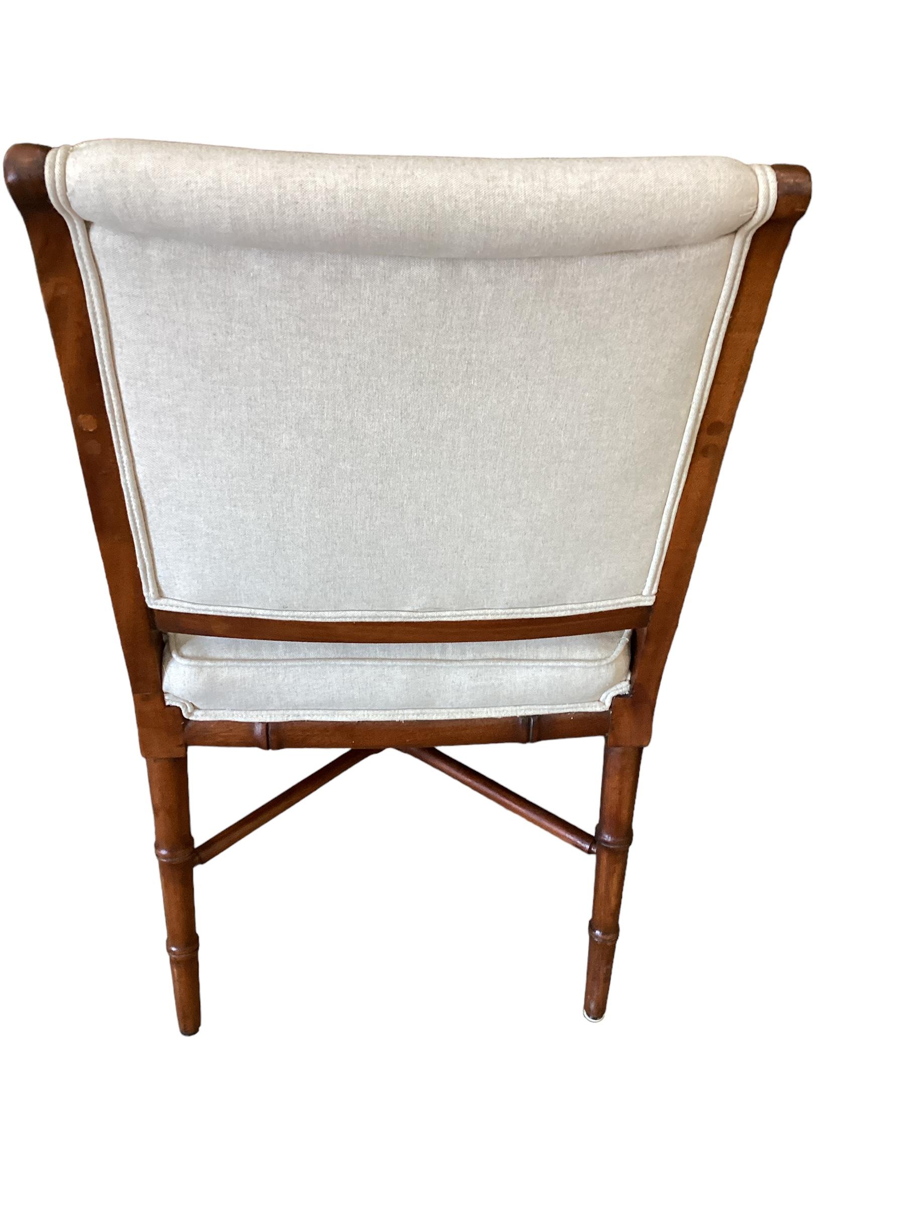 Pair of Faux Bamboo Mahogany Armchairs  For Sale 2