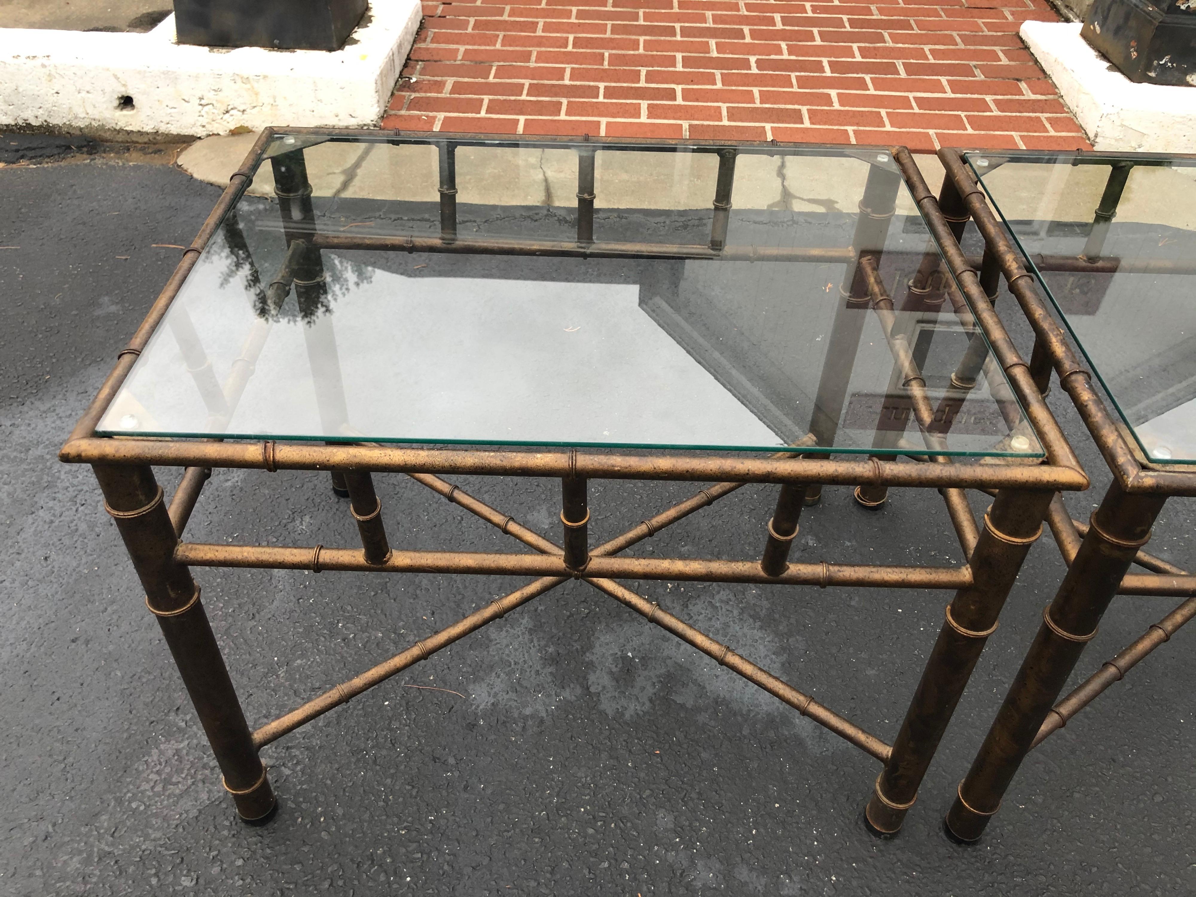 Pair of Faux Bamboo Metal End Tables 7