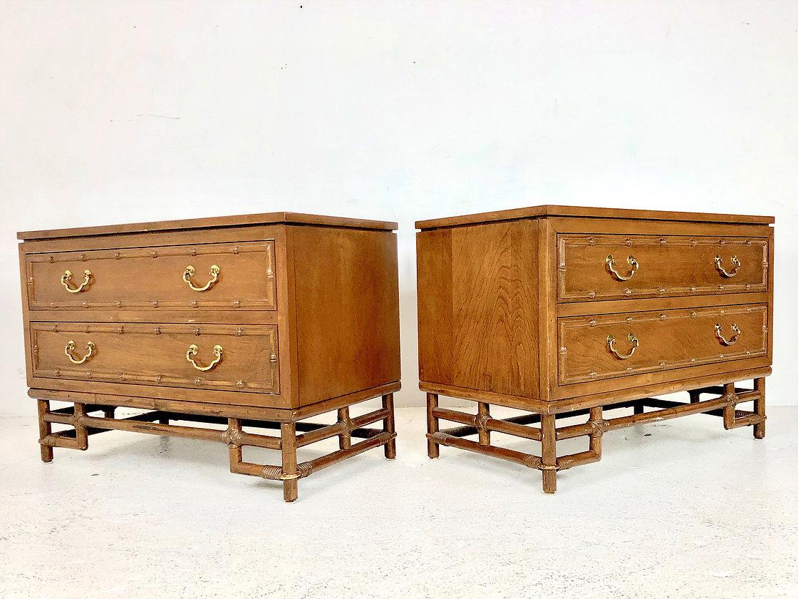 Pair of Faux Bamboo Nightstands by Ficks Reed 1