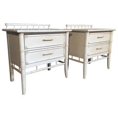 Used Pair of Faux Bamboo Nightstands by Thomasville