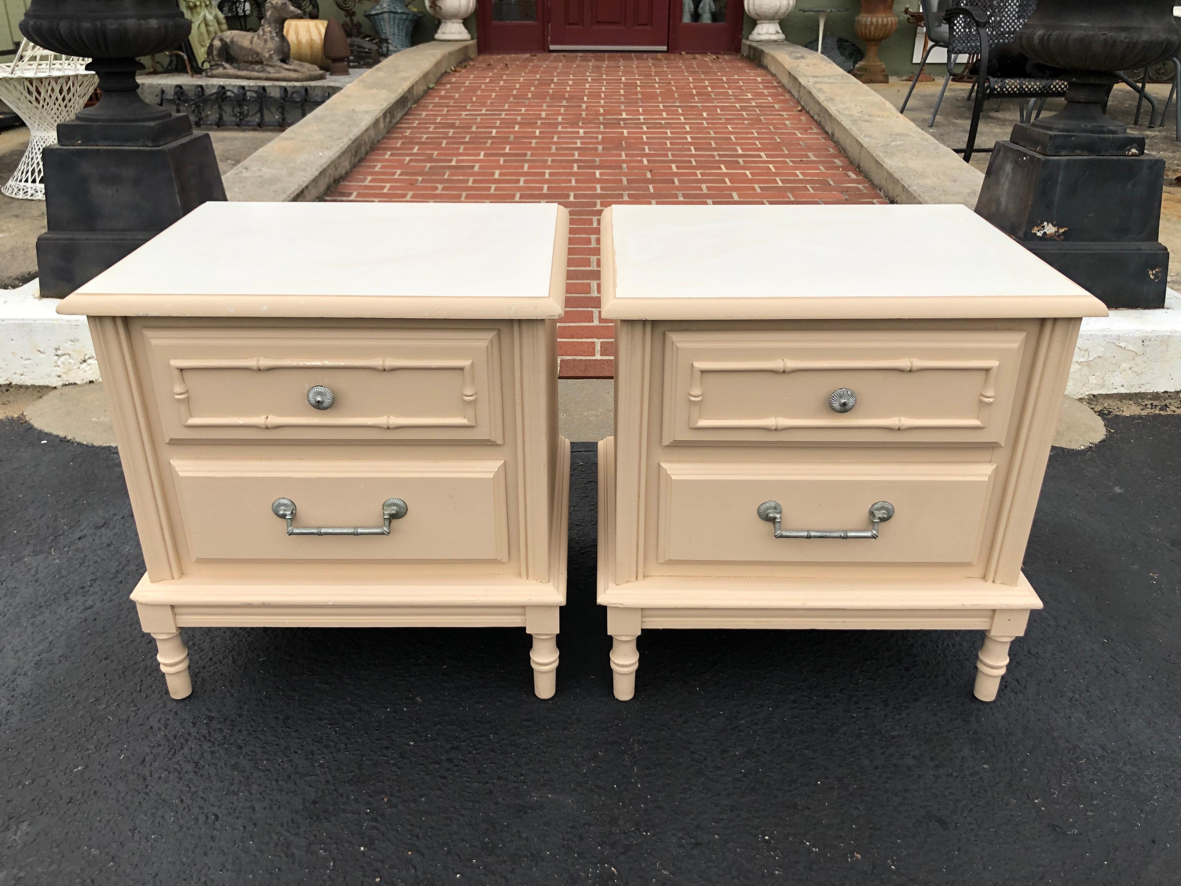 Pair of Faux Bamboo Nightstands in the Style of Henry Link For Sale 13