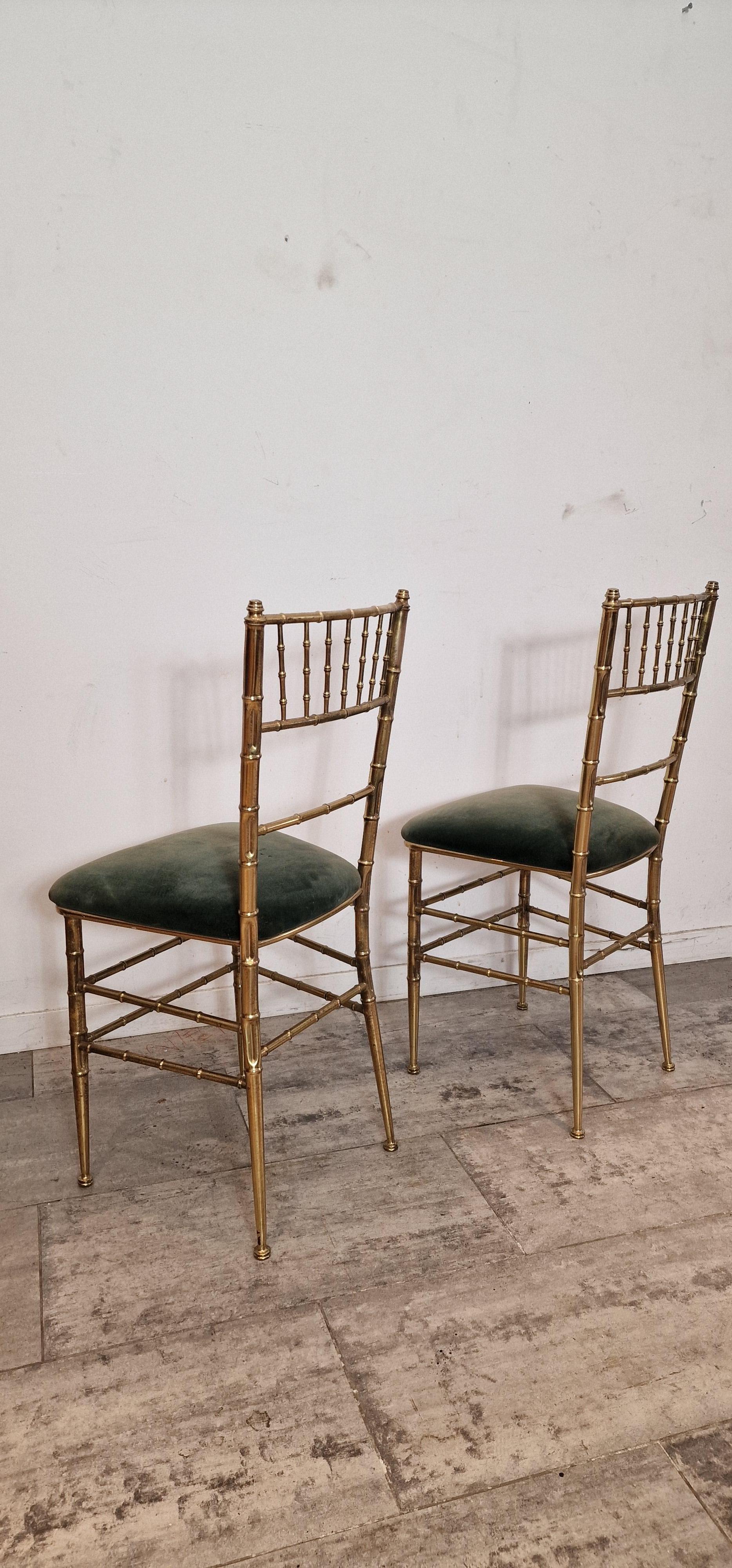 Hollywood Regency Pair of Faux Bamboo Opera Chairs, 1940s, French For Sale
