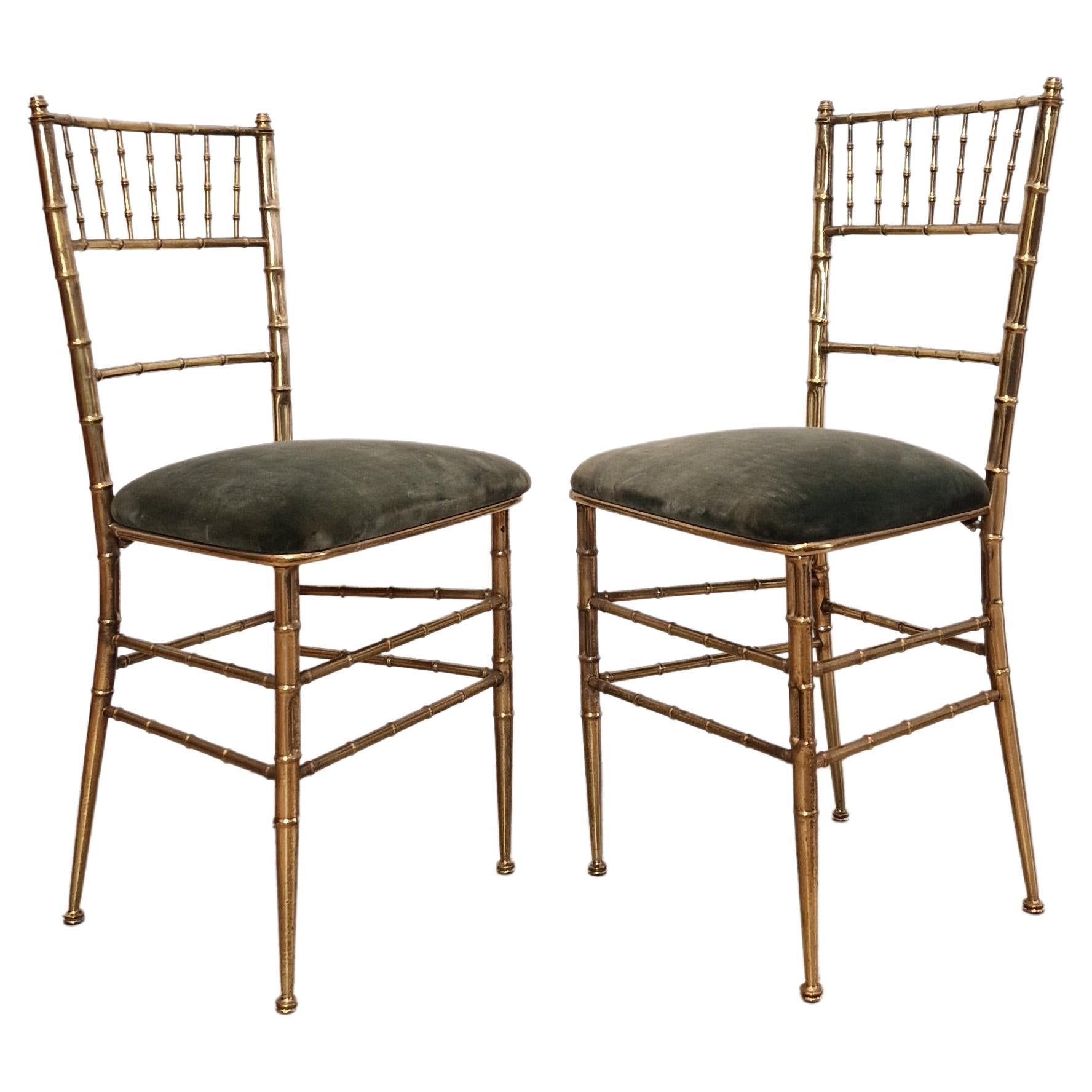 Pair of Faux Bamboo Opera Chairs, 1940s, French For Sale