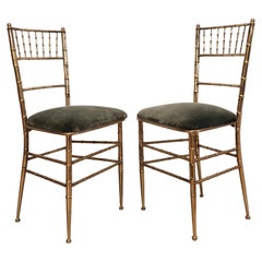Vintage Pair of Faux Bamboo Opera Chairs, 1940s, French