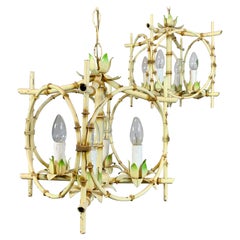 Paar Faux Bamboo Pagode Kronleuchter Italien 1950
s