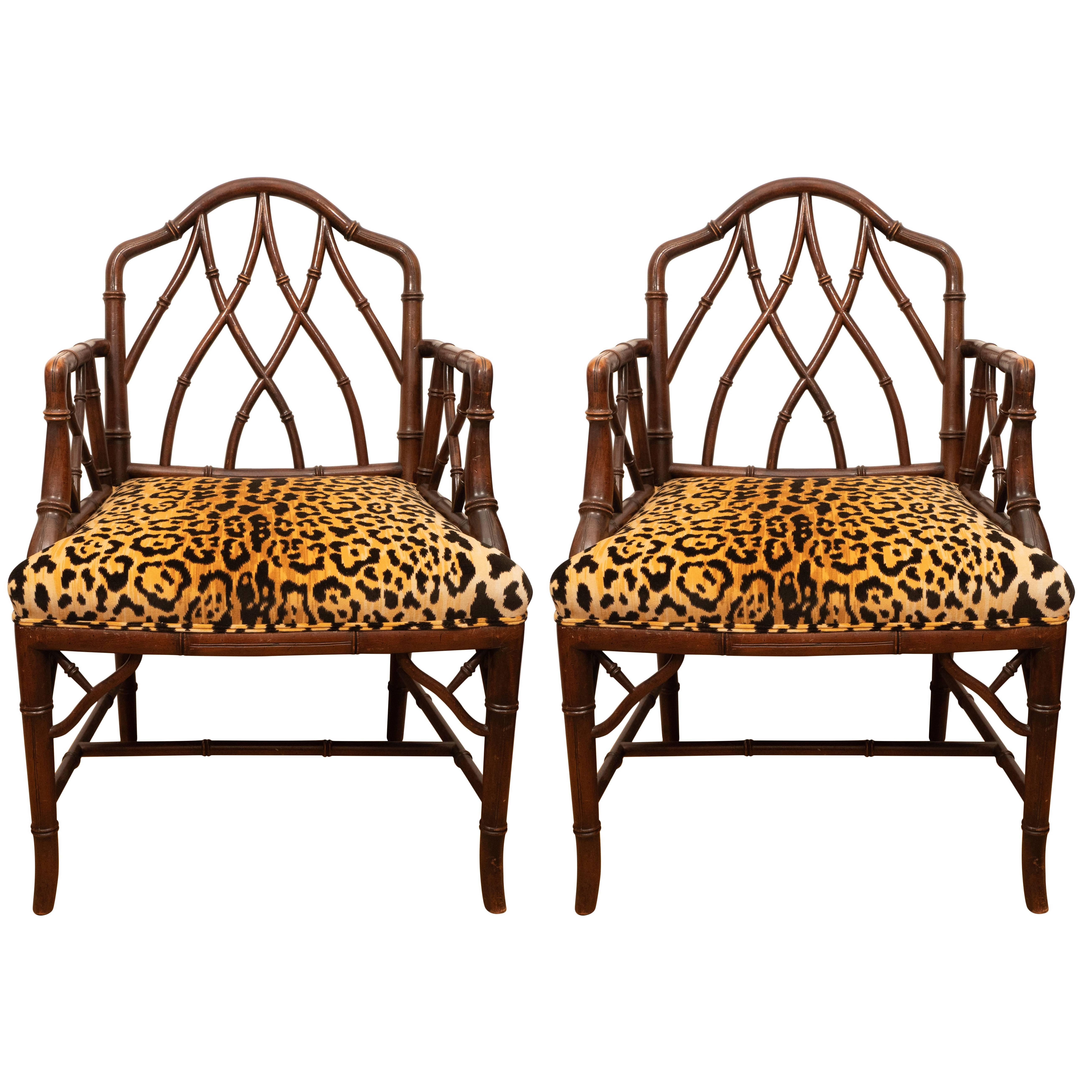 Pair of Faux Bamboo Side Chairs