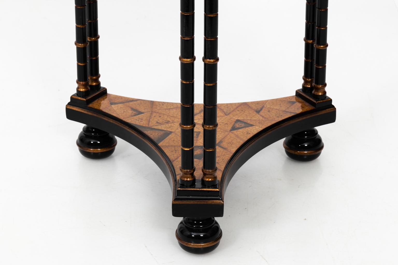Chinoiserie Pair of Faux Bamboo Side Tables