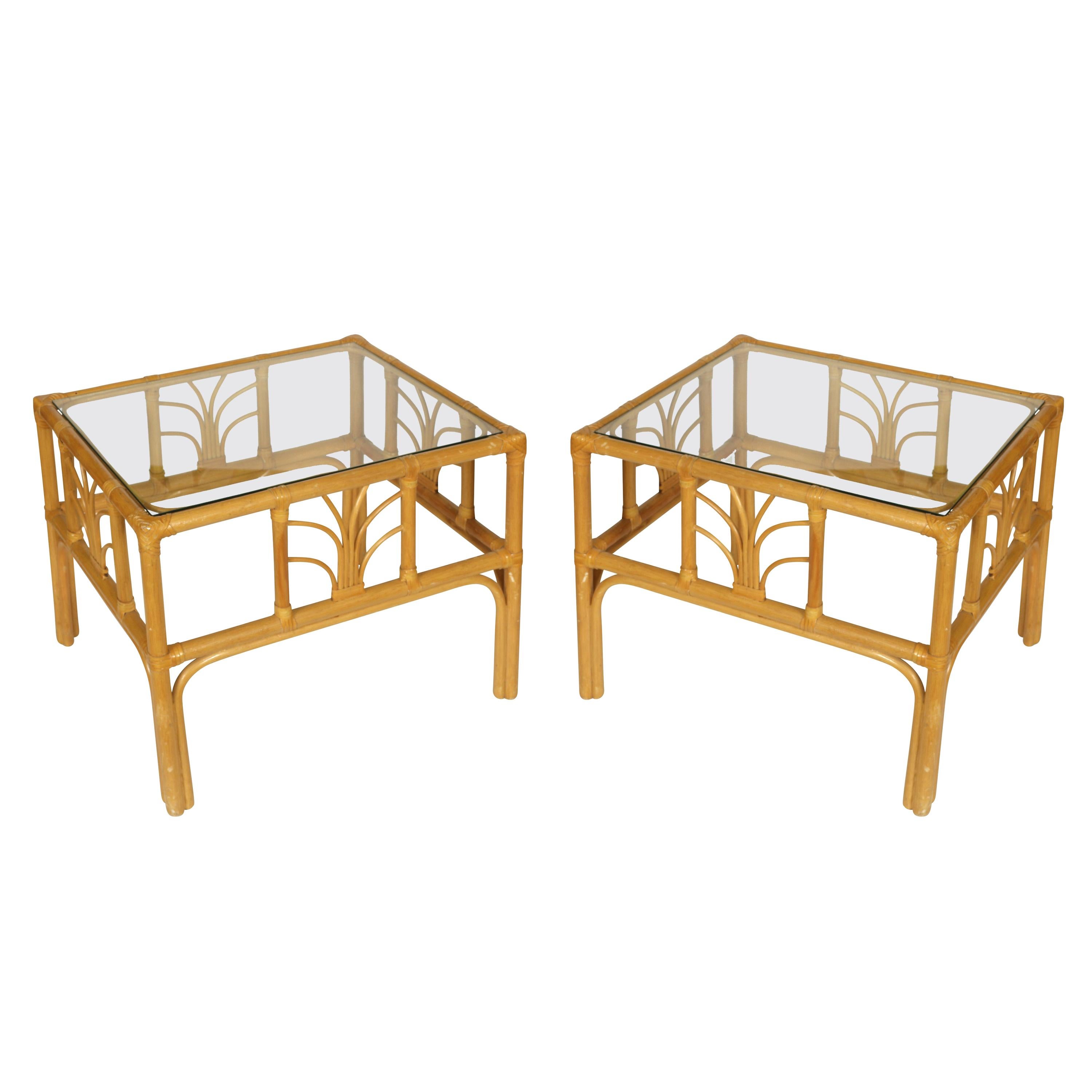 Pair of Faux Bamboo Side Tables