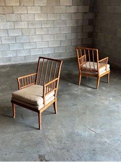 Pair of Faux Bamboo Spindle Armchairs