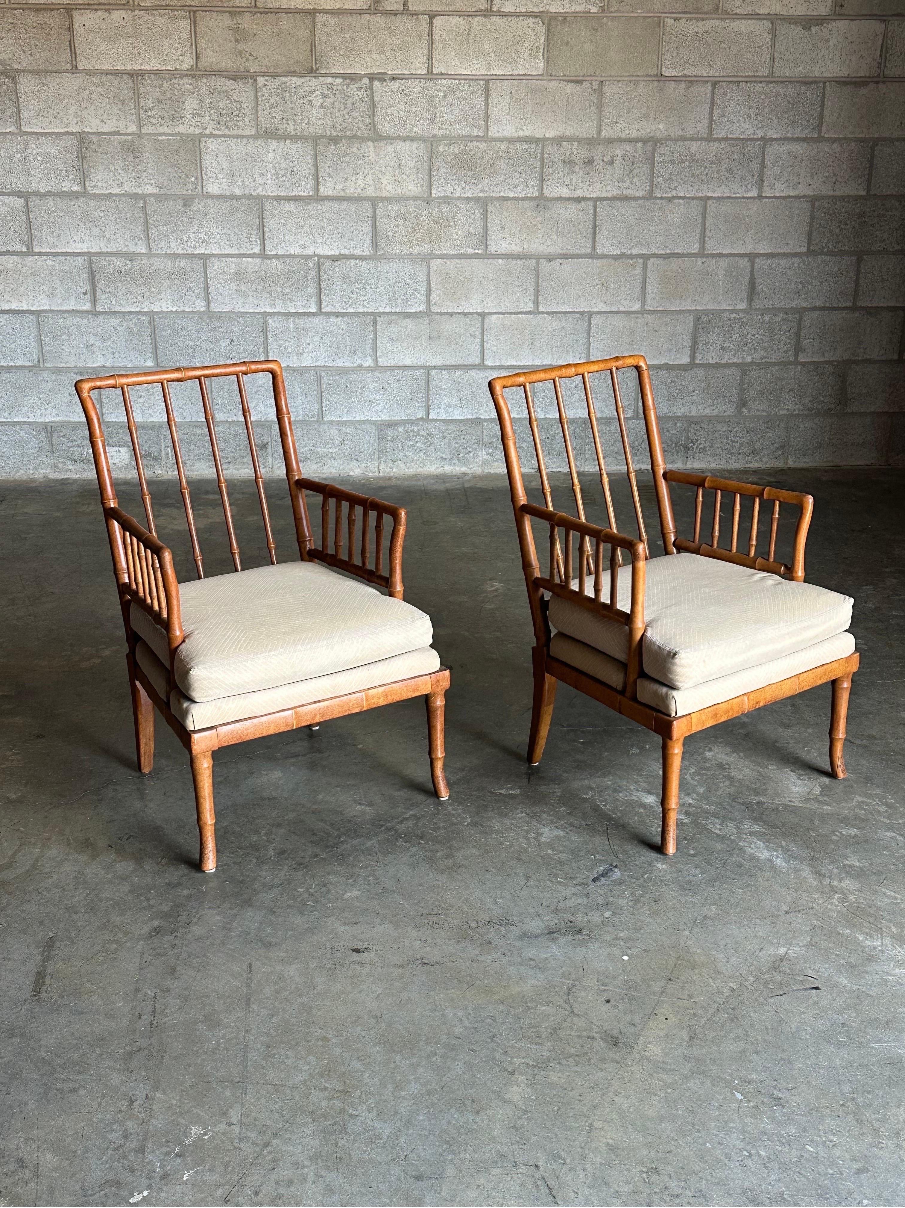 Pair of Faux Bamboo Spindle Armchairs 2