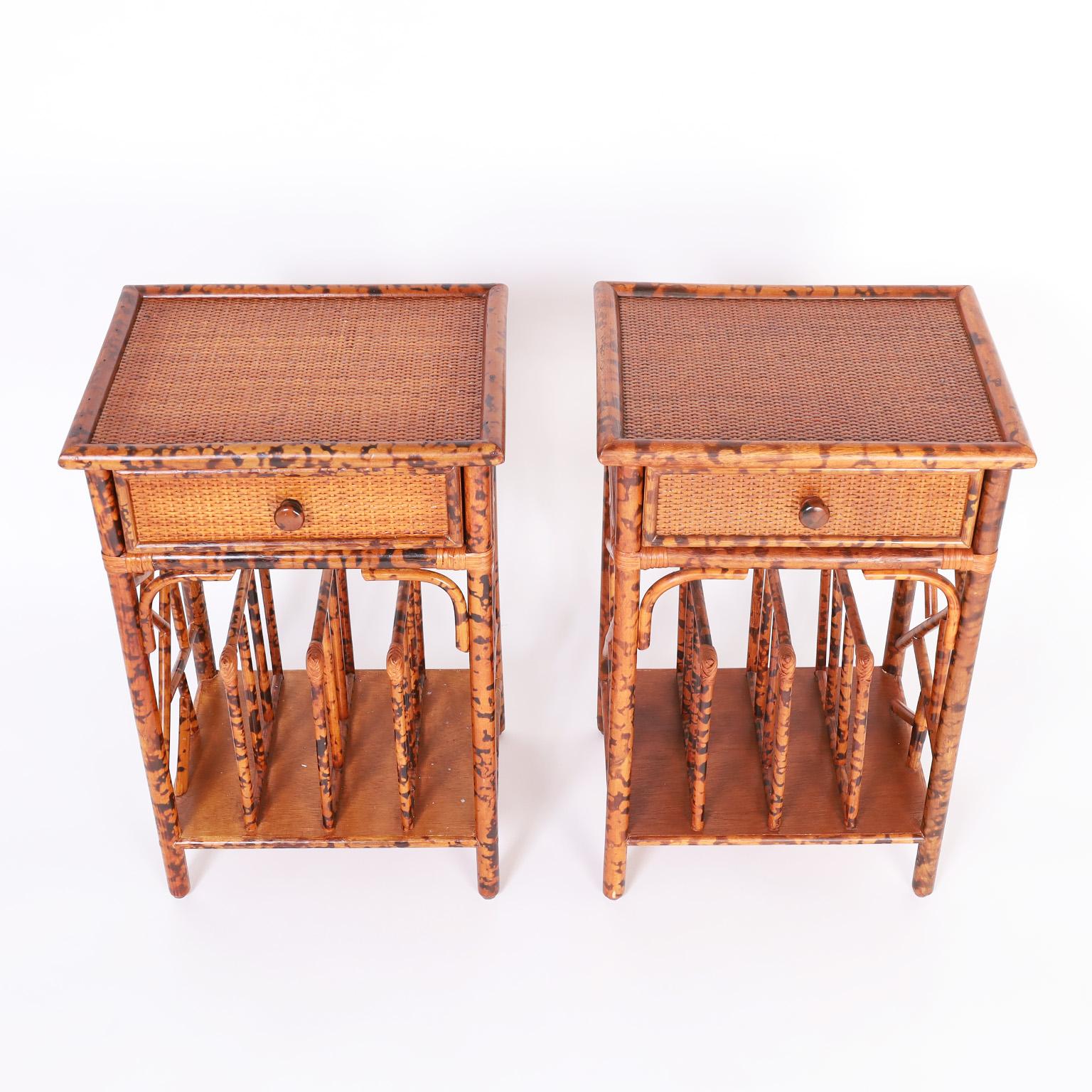 British Colonial Pair of Faux Bamboo Stands For Sale