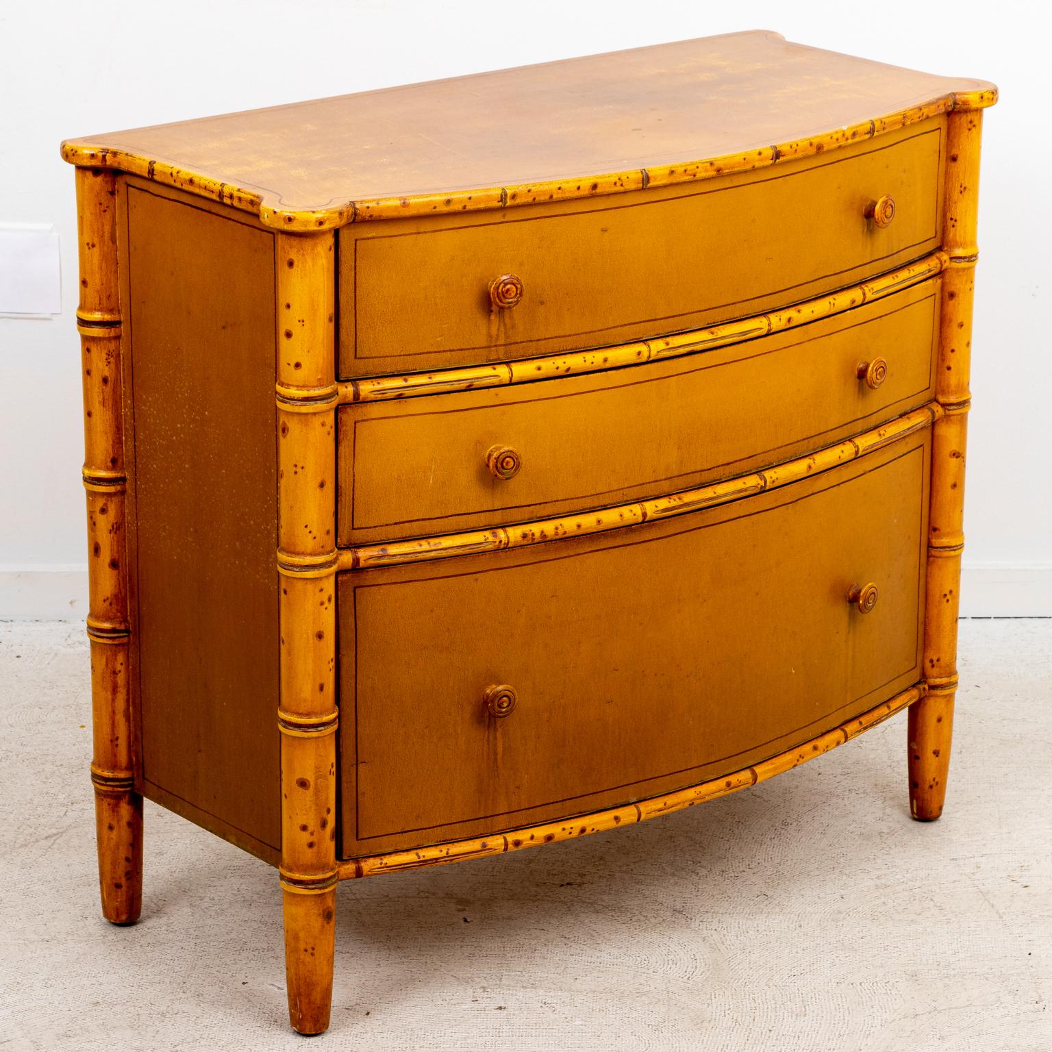 Pair of Faux Bamboo Three Drawer Chest by David Easton 4