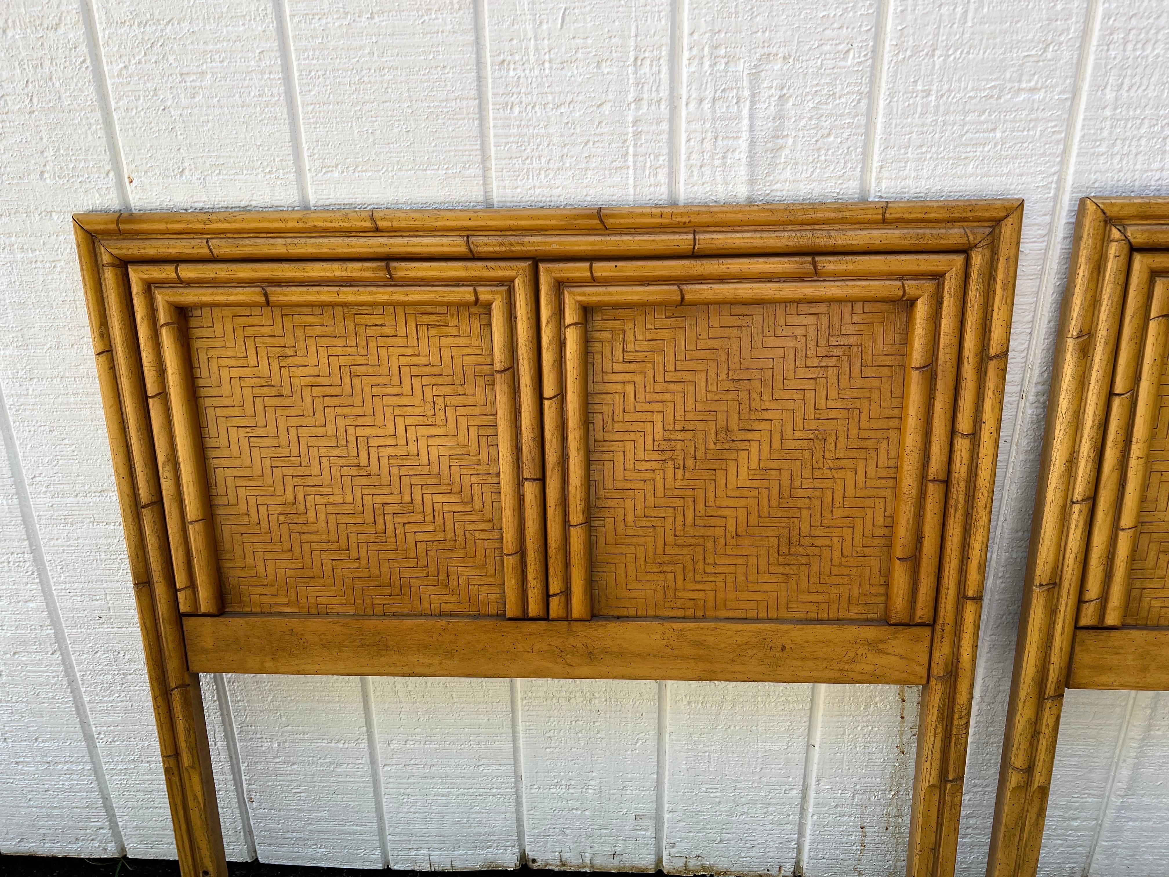 Late 20th Century Pair of Faux Bamboo Wooden Twin Headboards  For Sale
