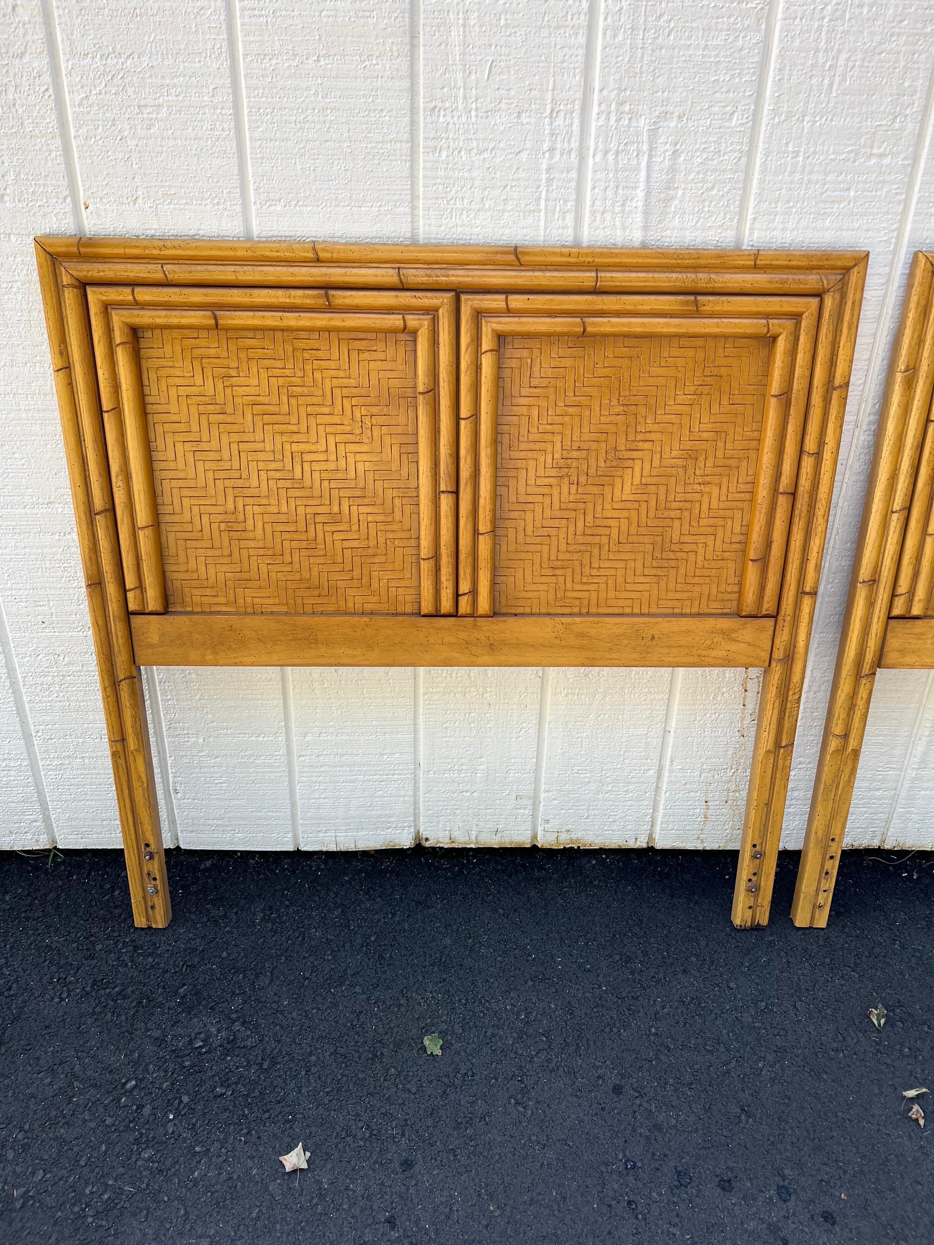 Pair of Faux Bamboo Wooden Twin Headboards  For Sale 1