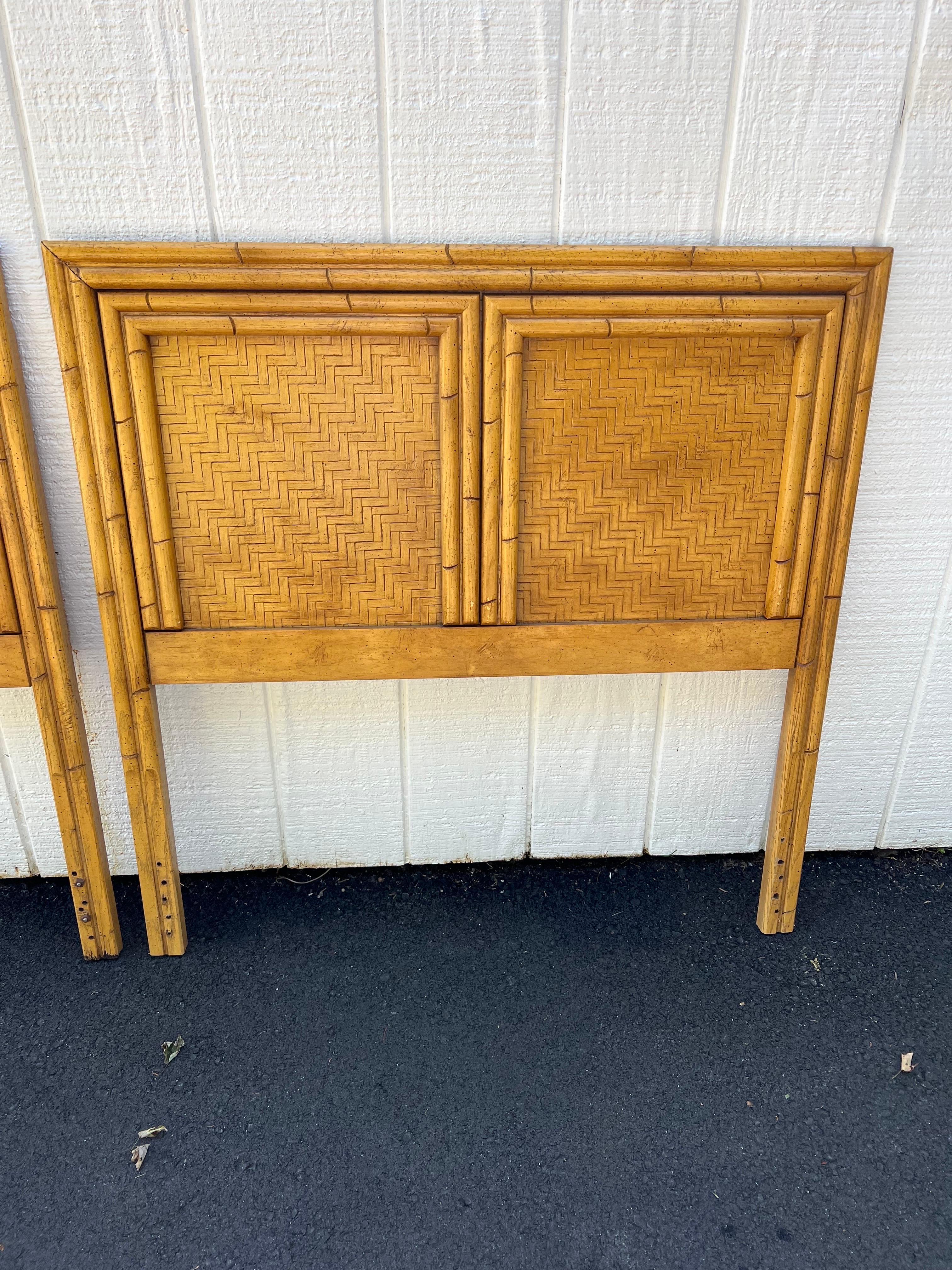 Pair of Faux Bamboo Wooden Twin Headboards  2