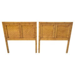 Vintage Pair of Faux Bamboo Wooden Twin Headboards 