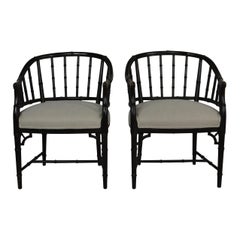 Pair of Faux Bamboo Wrap Around Armchairs