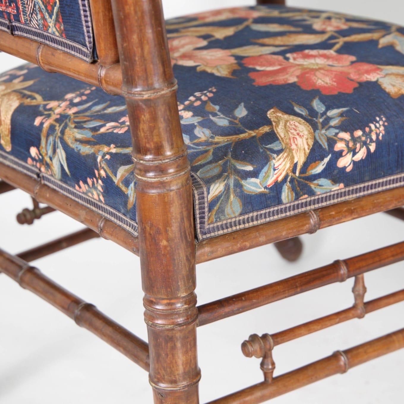 Pair of faux bamboo XIX th century armchairs  For Sale 9
