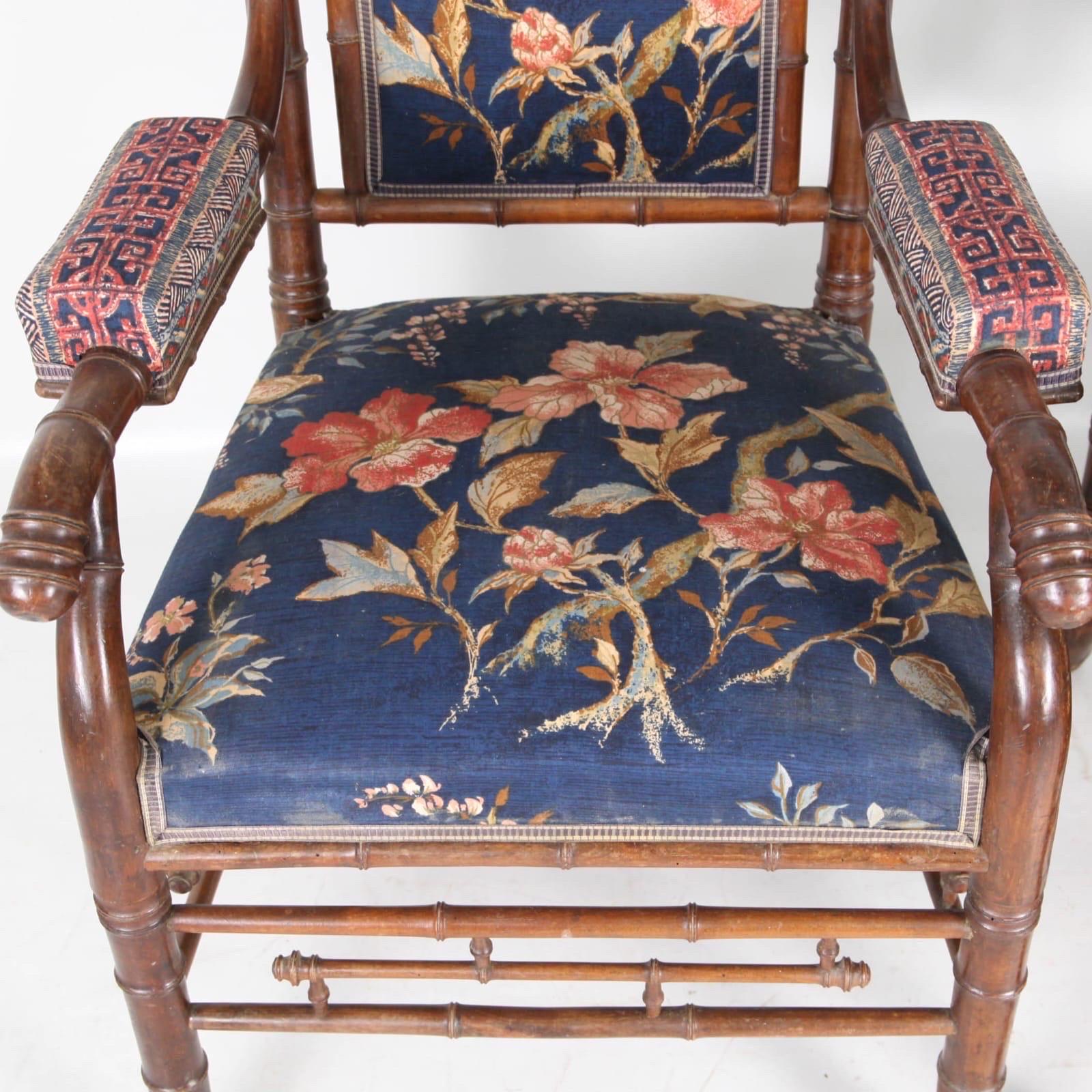 Wood Pair of faux bamboo XIX th century armchairs  For Sale