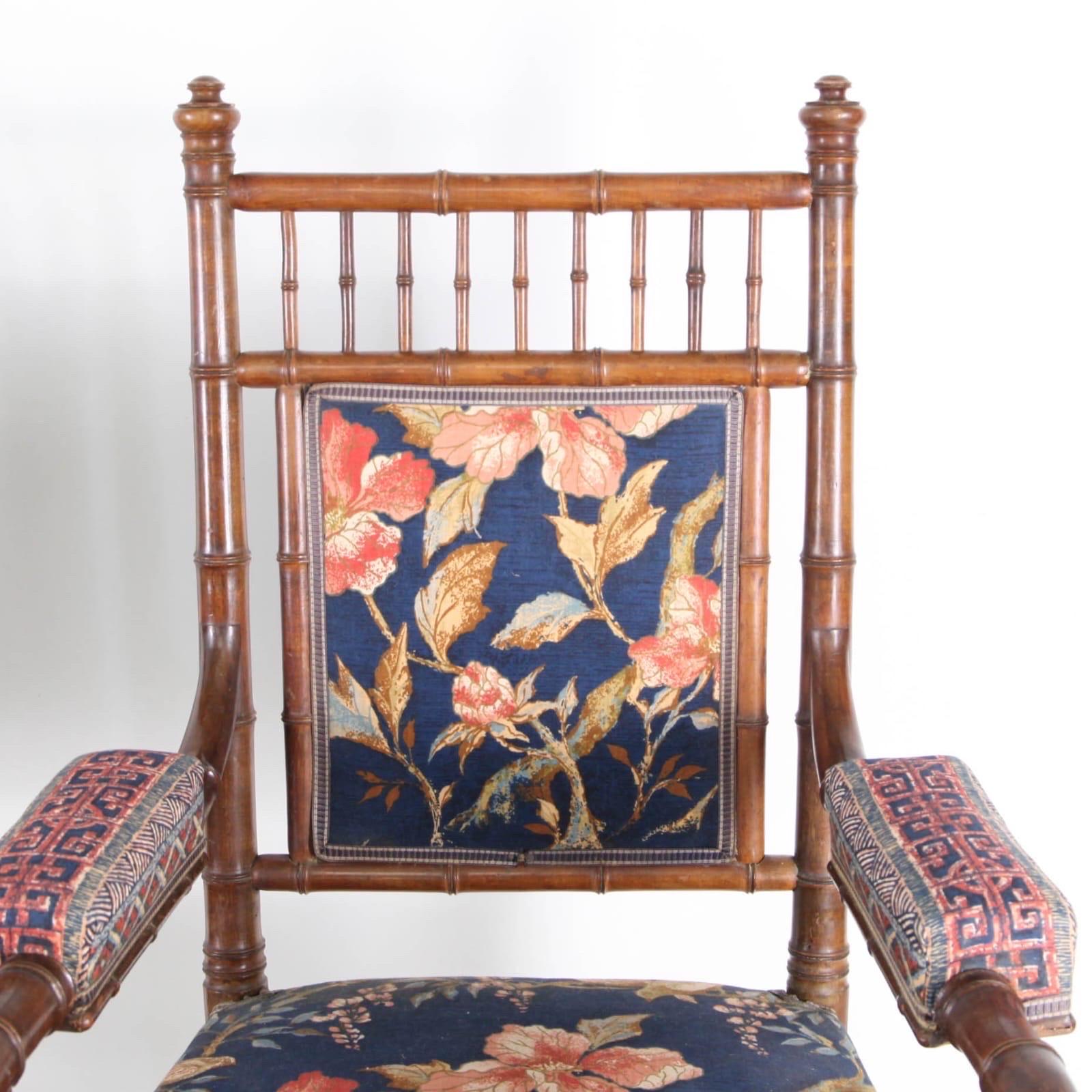 Pair of faux bamboo XIX th century armchairs  For Sale 1