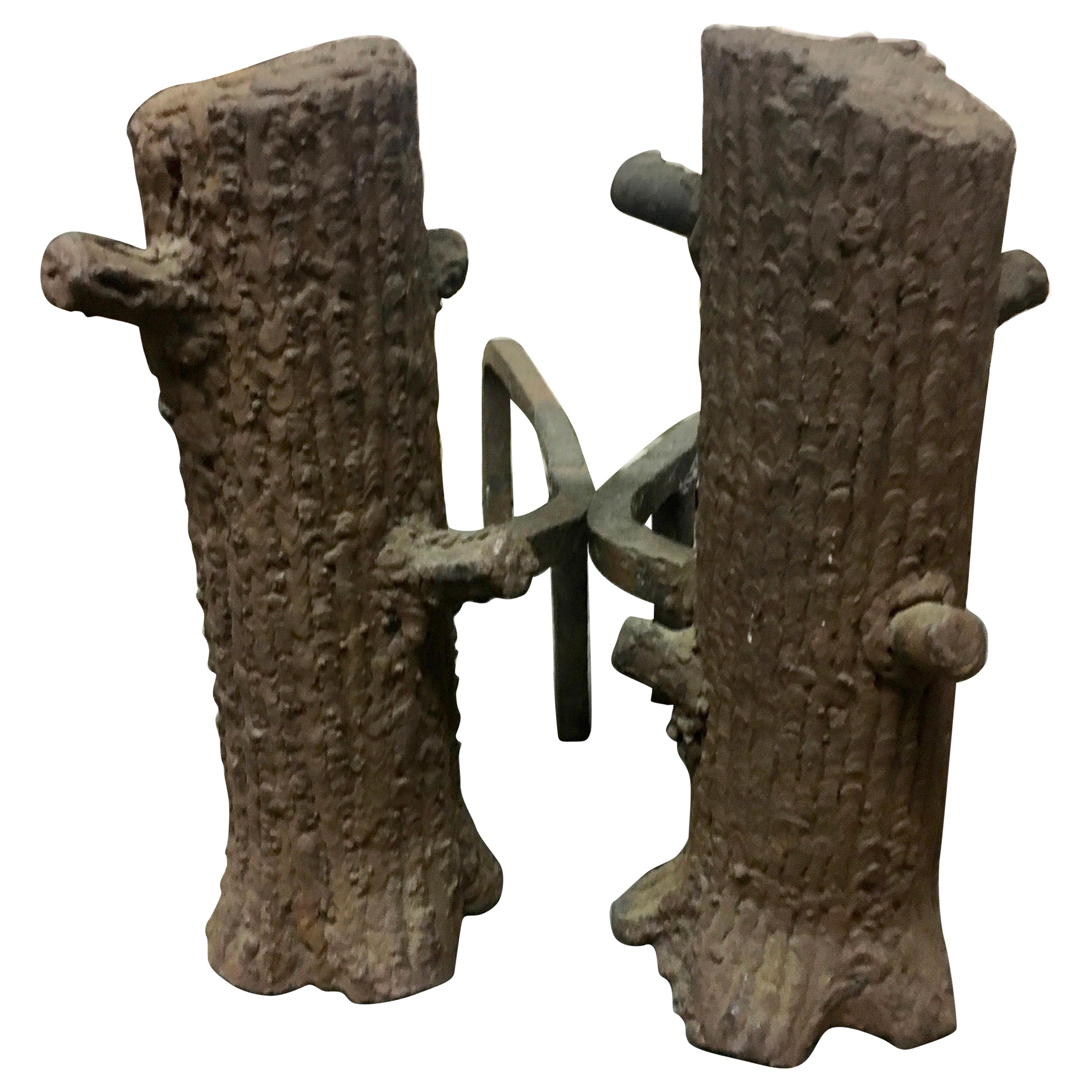Pair of Faux Bois Andirons