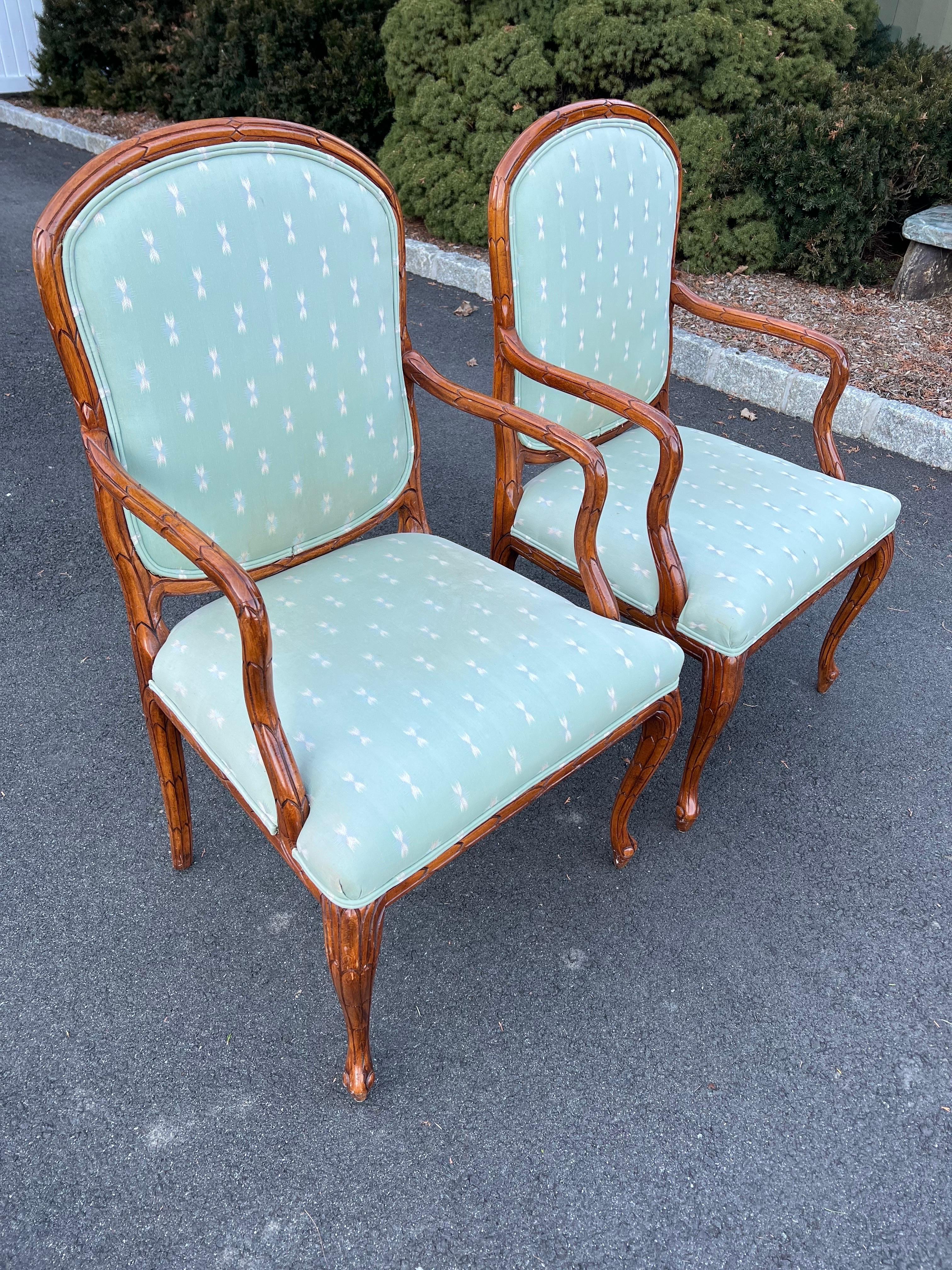 Pair of Faux Bois Bergères in the style of Serge Roche In Good Condition For Sale In Redding, CT