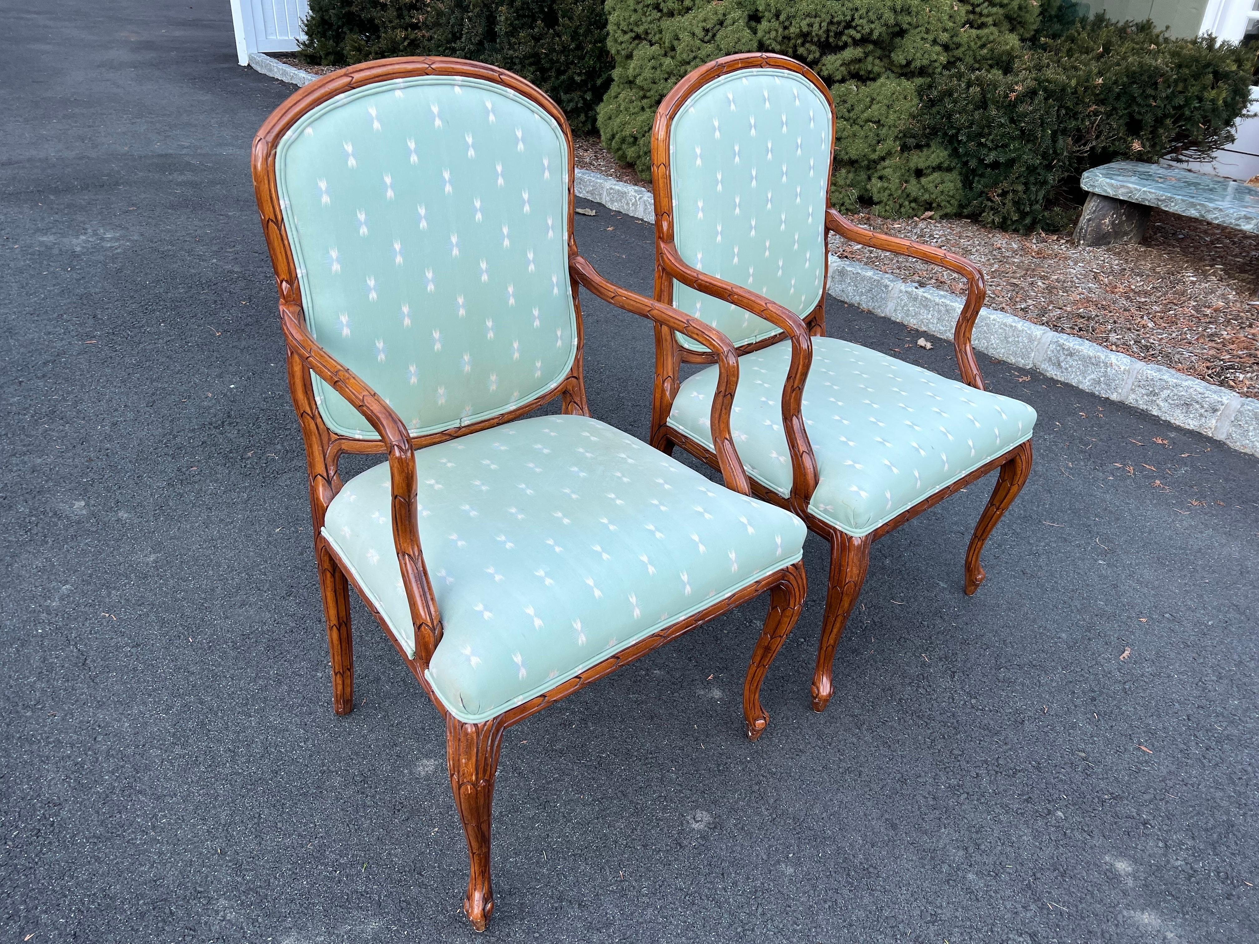Pair of Faux Bois Bergères in the style of Serge Roche For Sale 1
