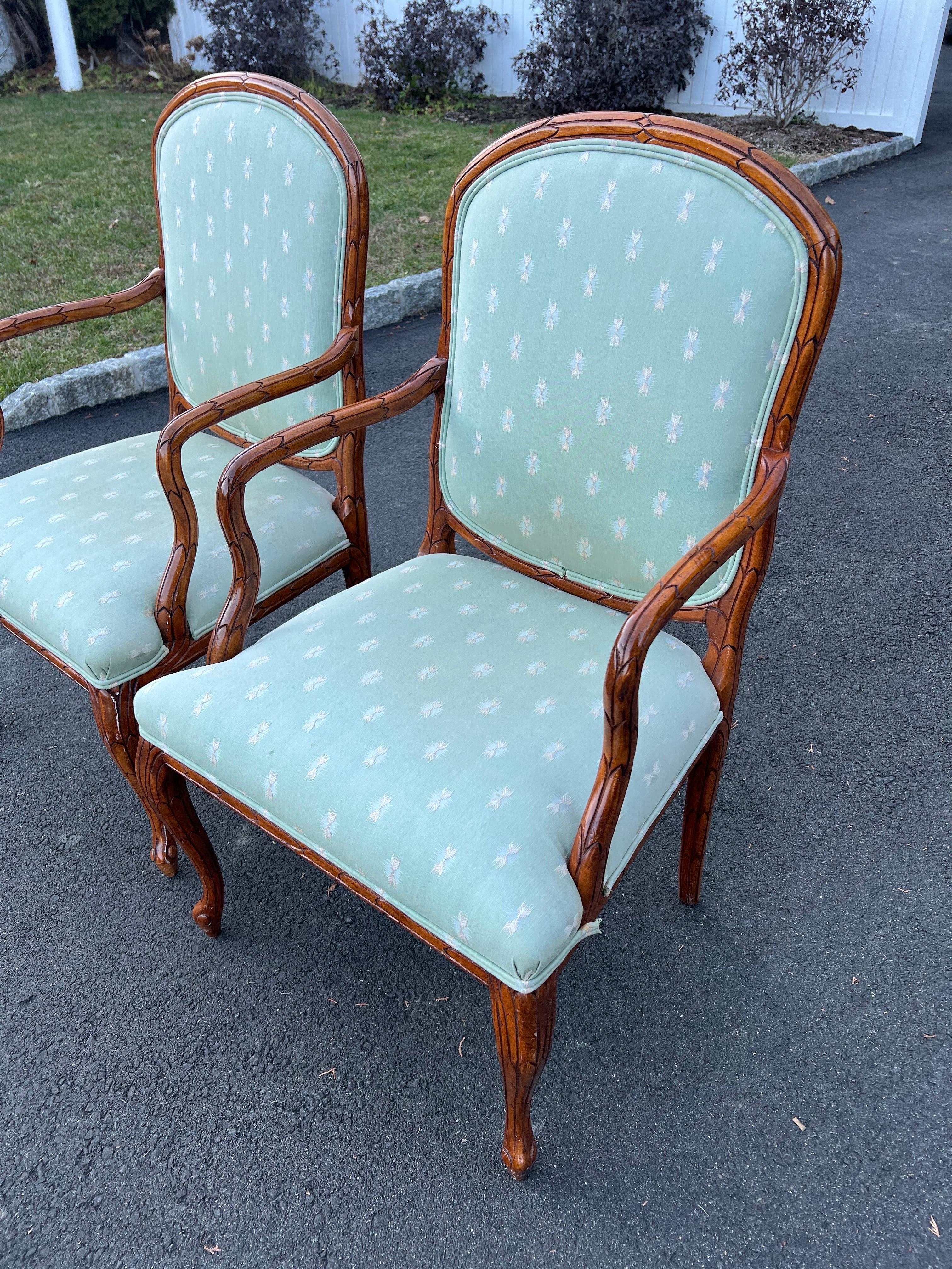 Pair of Faux Bois Bergères in the style of Serge Roche For Sale 3