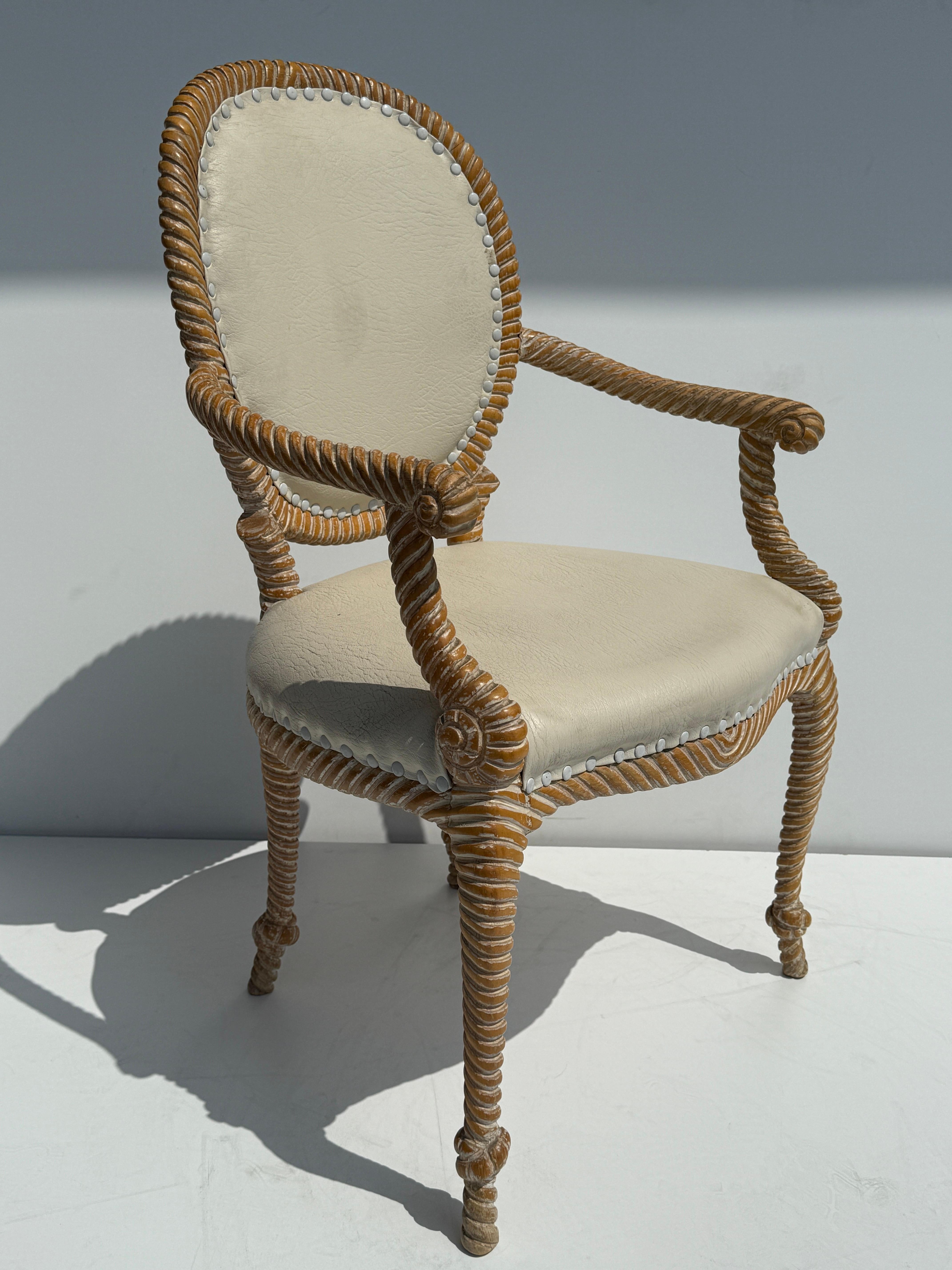 Fin du 20e siècle Paire de fauteuils en corde sculptée en Faux Bois en vente
