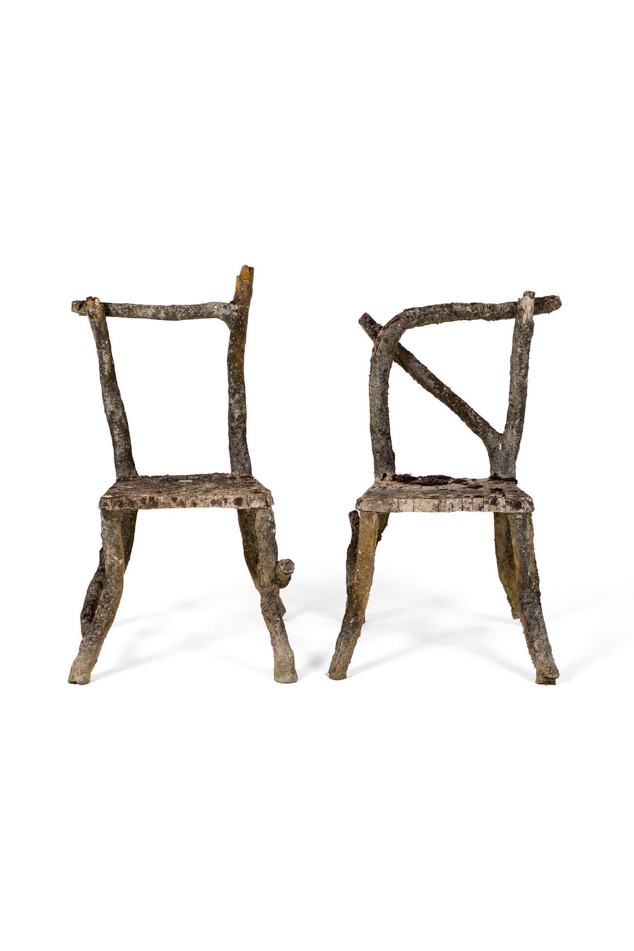 Pareja de Sillas de Faux Bois Moderno de mediados de siglo en venta