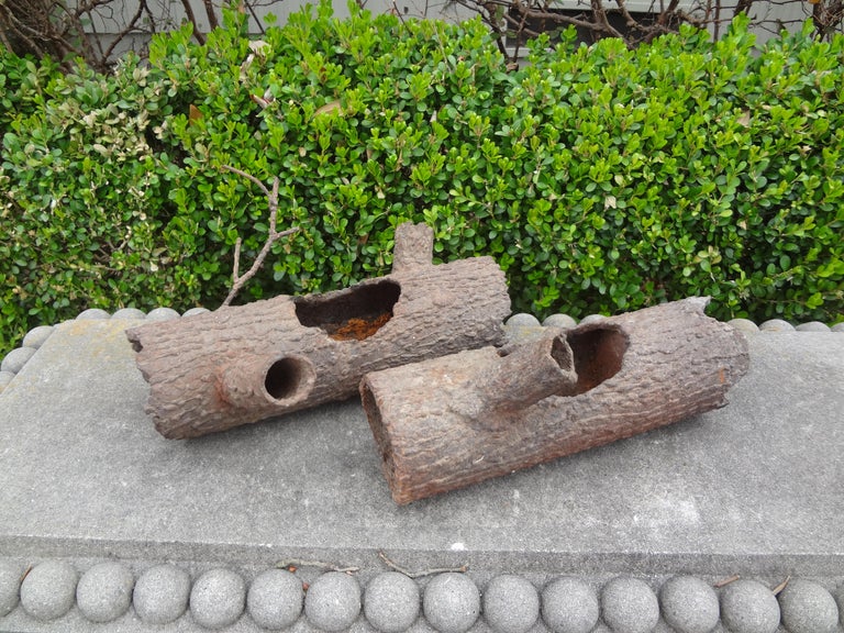 Pair of Faux Bois Iron Log Sculptures For Sale 5