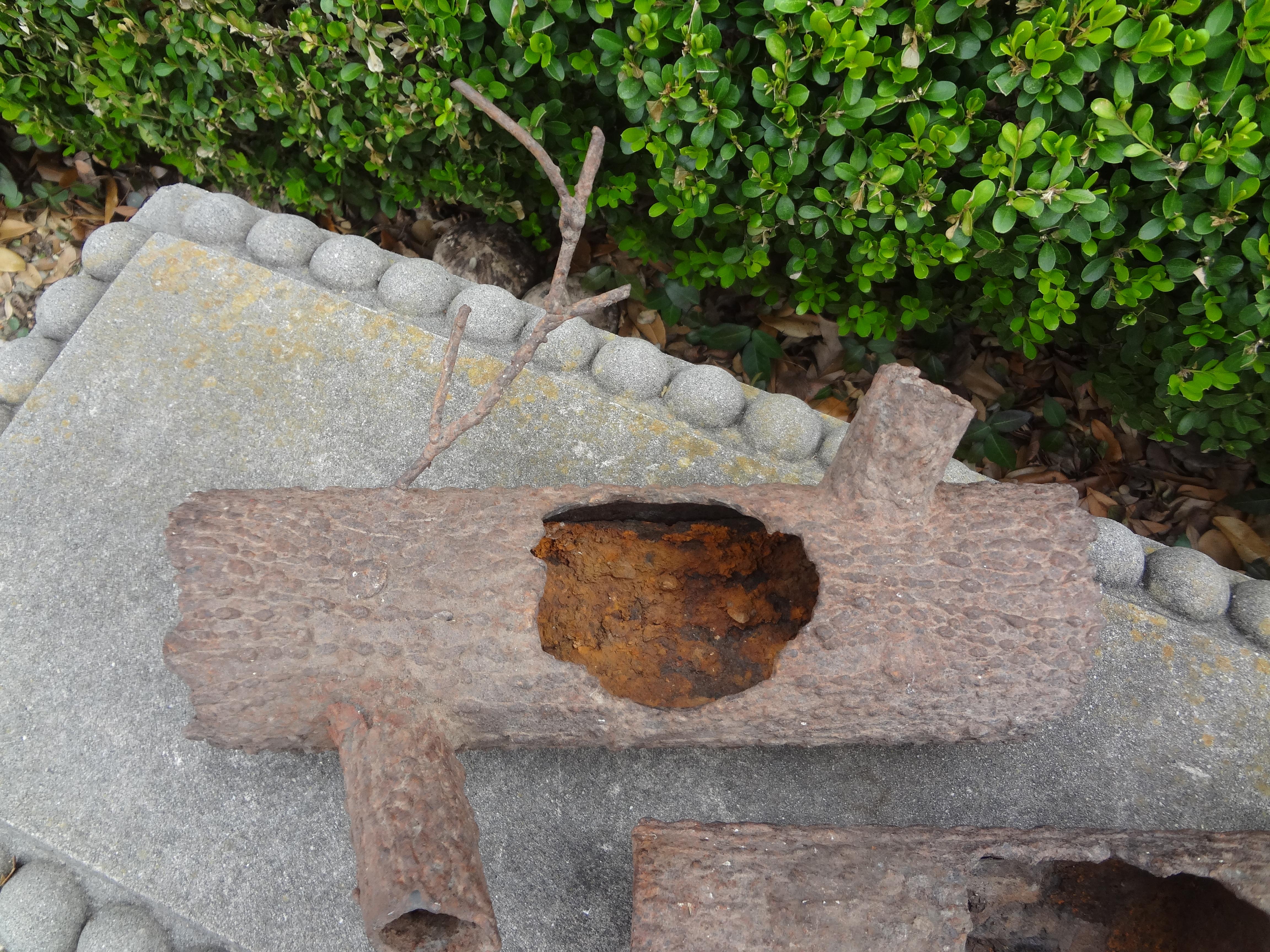 Pair of Faux Bois Iron Log Sculptures In Good Condition In Houston, TX