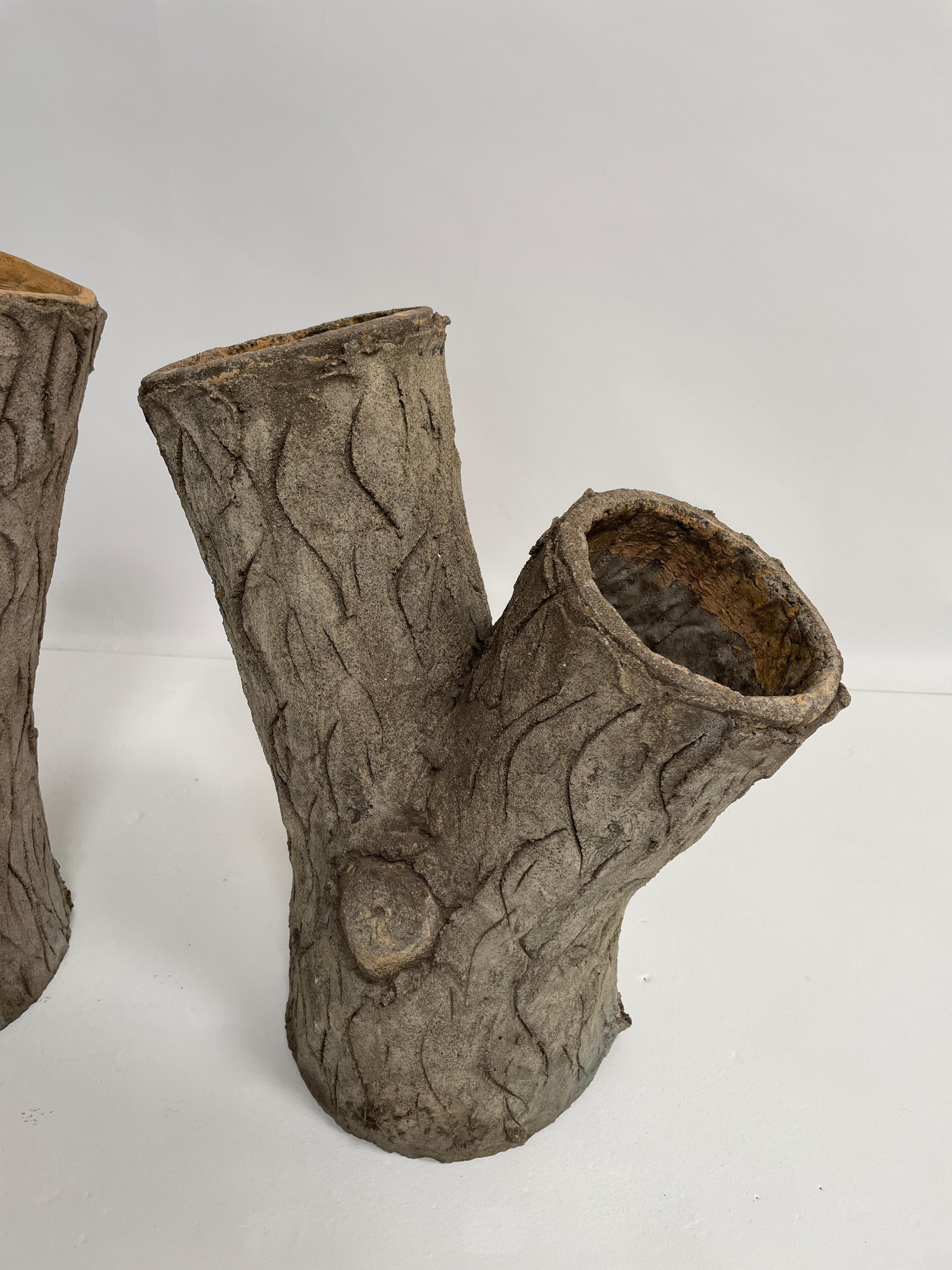 Pair of Faux Bois Planters In Good Condition For Sale In Los Angeles, CA