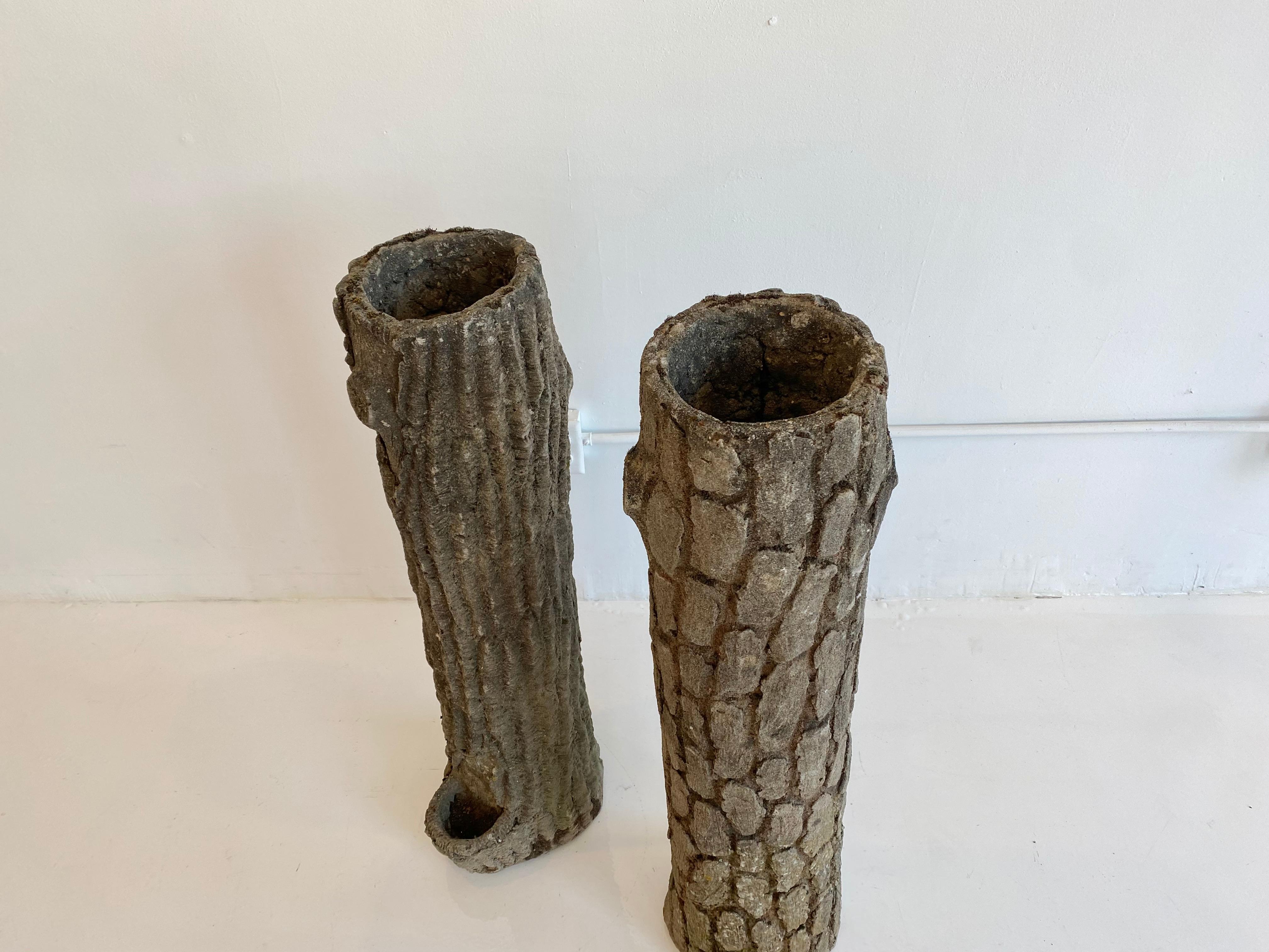 Mid-20th Century Pair of Faux Bois Planters For Sale