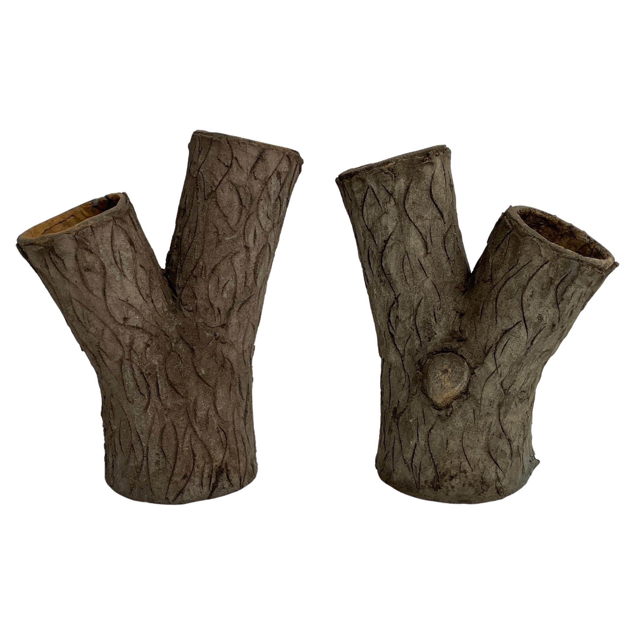 Pair of Faux Bois Planters For Sale