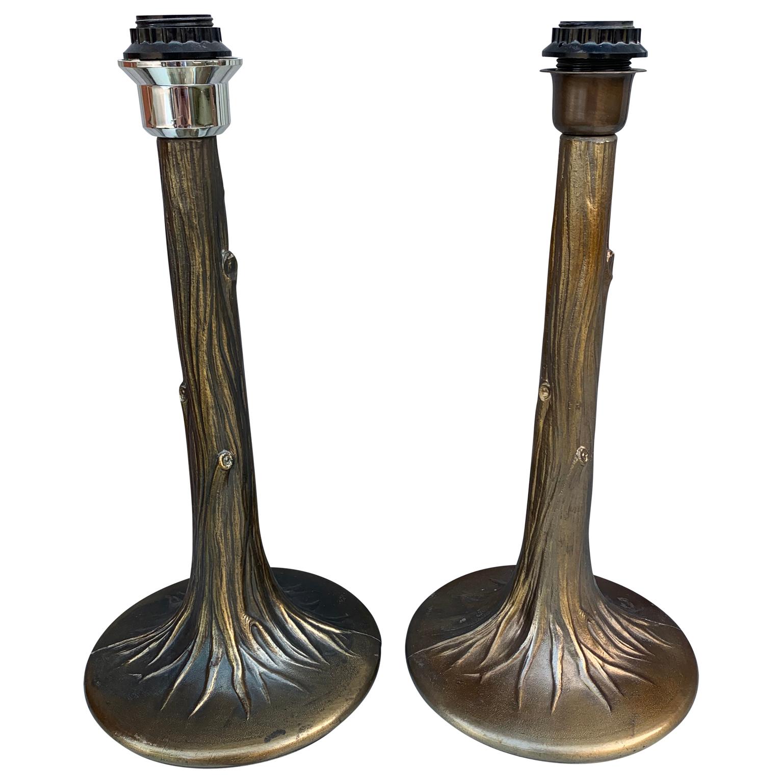 Pair of faux bois table lamps

The lamps are made of thin cast iron and coated in golden metal paint.