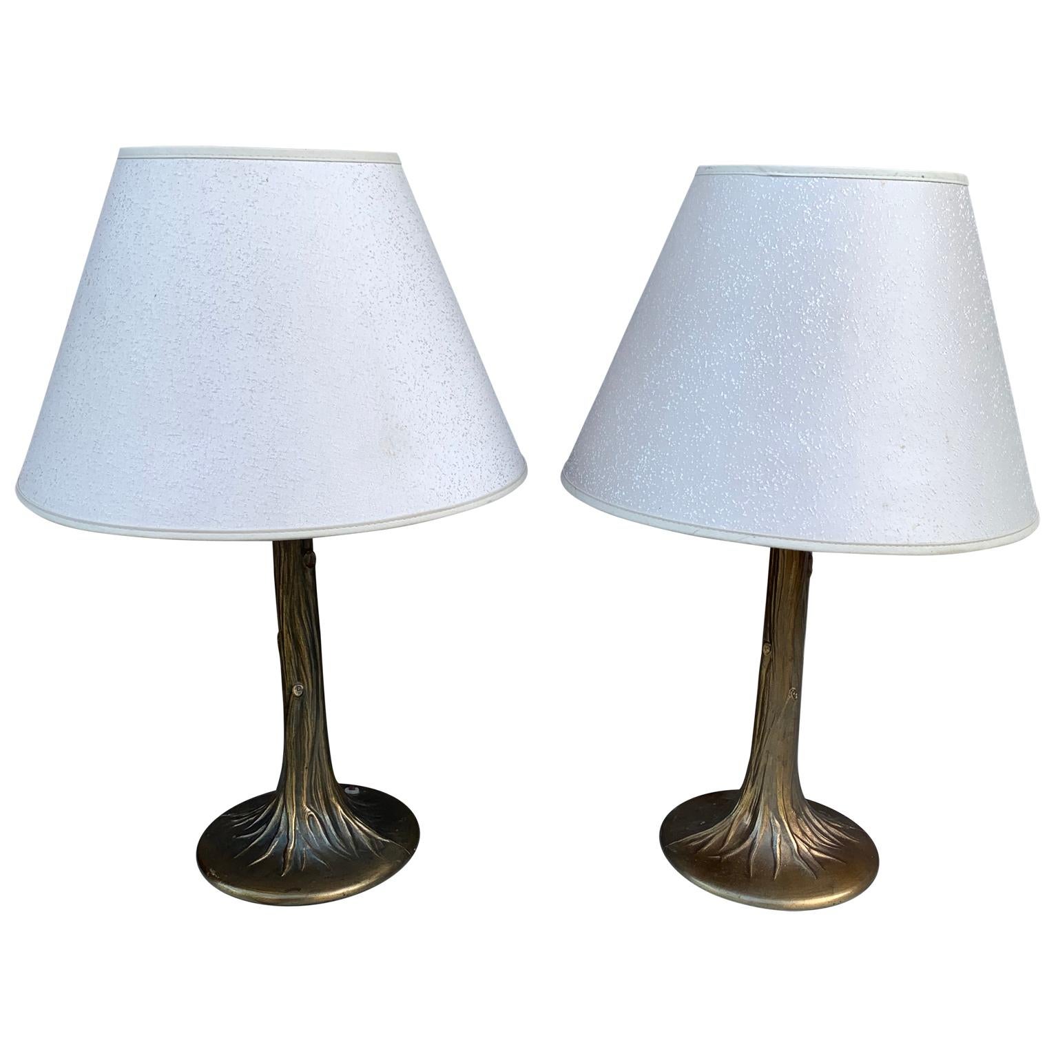 Cast Pair of Faux Bois Table Lamps