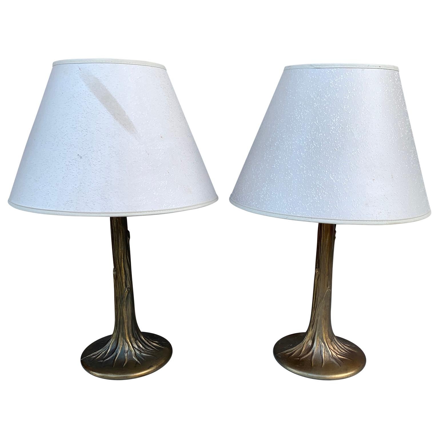 Pair of Faux Bois Table Lamps In Good Condition In Haddonfield, NJ