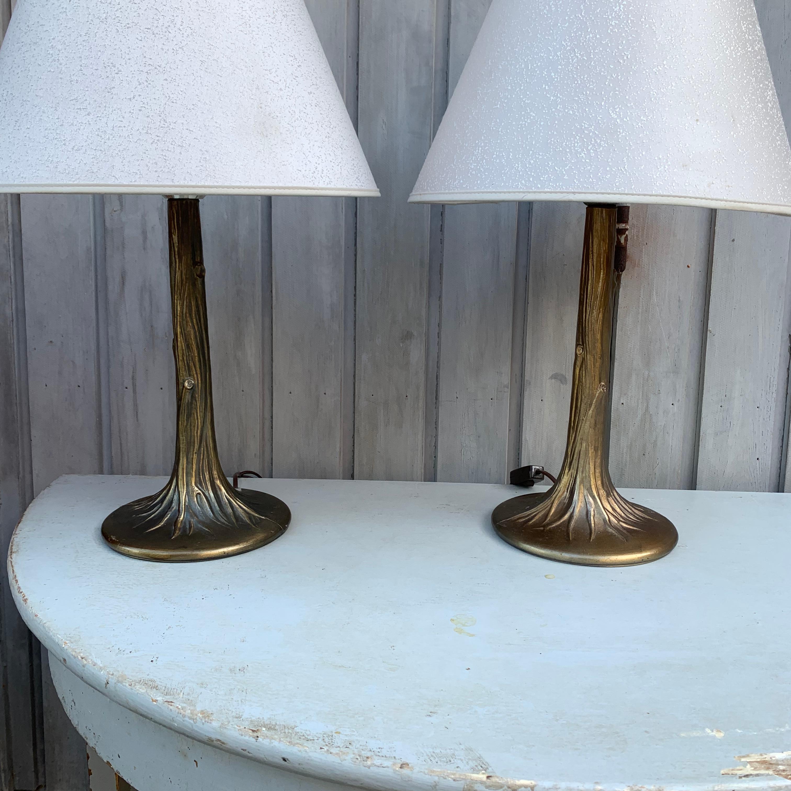 20th Century Pair of Faux Bois Table Lamps