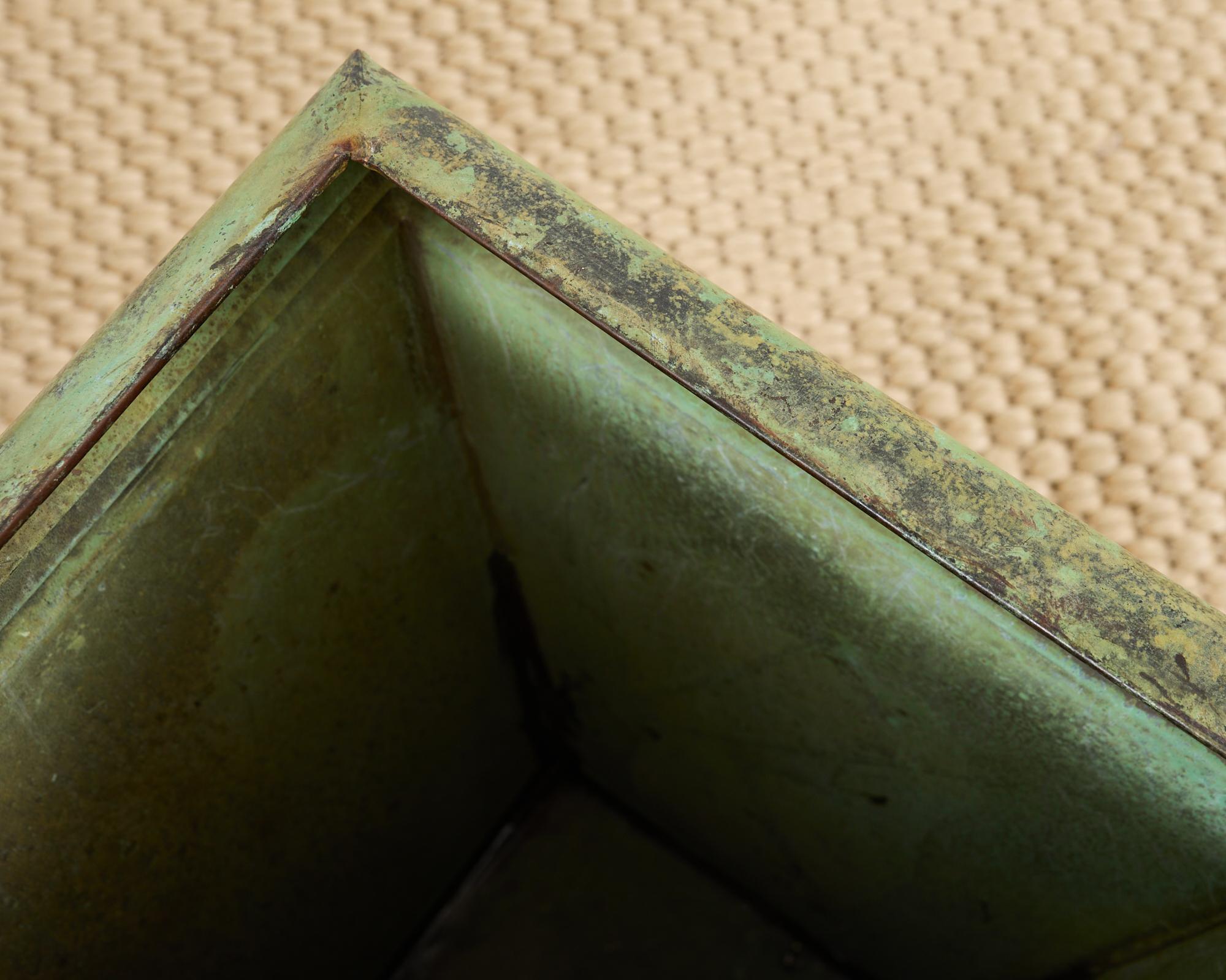 Pair of Faux Bronze Metal Painted Garden Planters 4