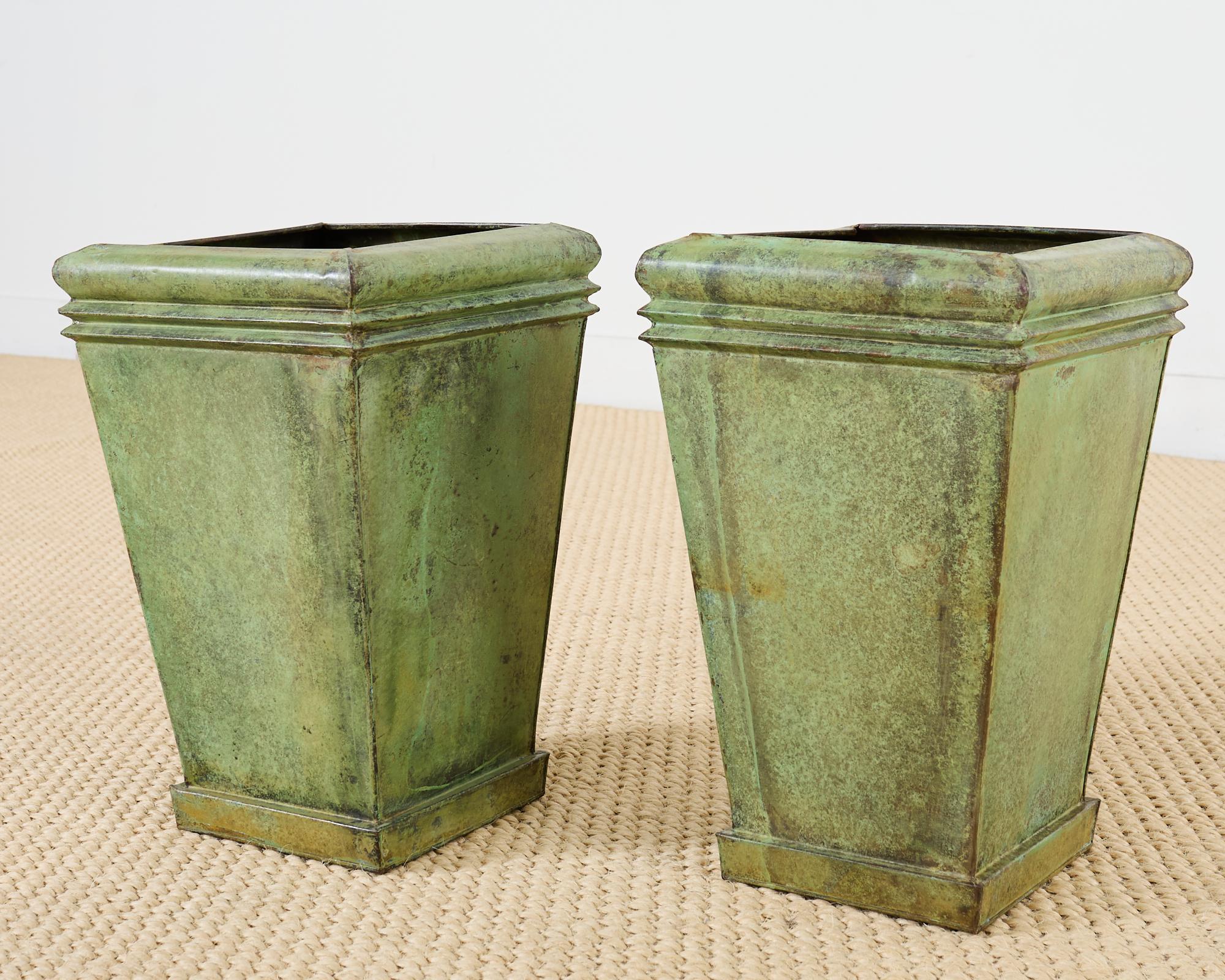 Pair of Faux Bronze Metal Painted Garden Planters 6
